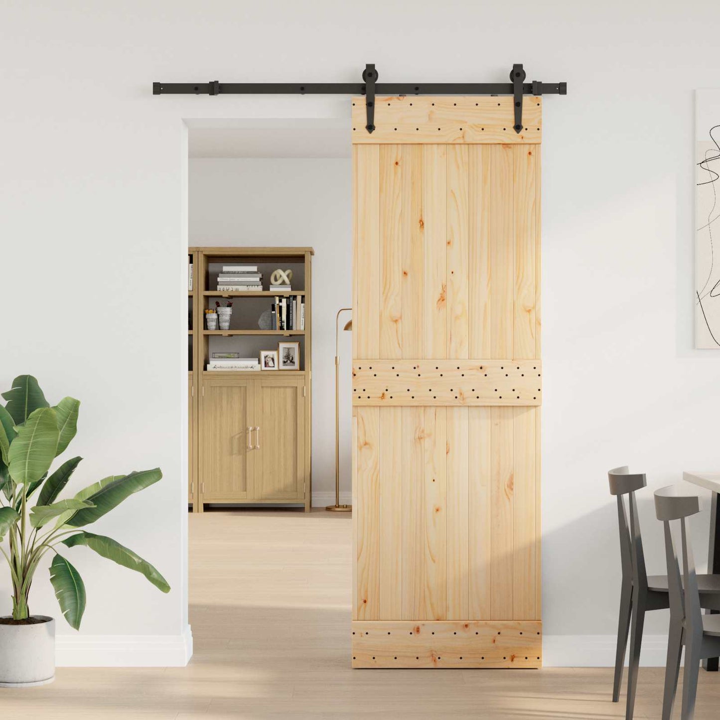Schiebetür NARVIK Natürlich und Schwarz 80 x 210 cm (152,5 cm)