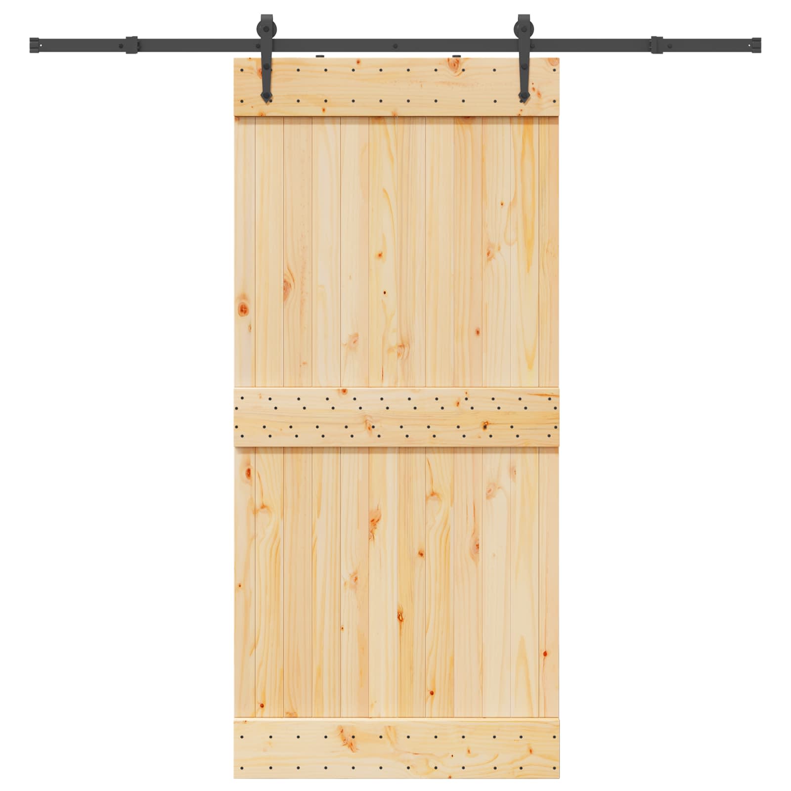 Schiebetür NARVIK Natürlich und Schwarz 95 x 210 cm (213,5 cm)