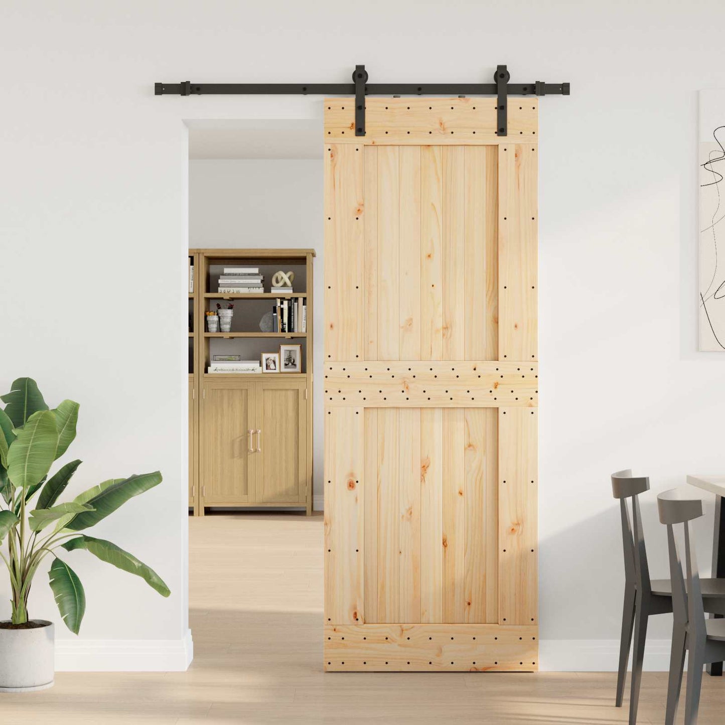 Schiebetür NARVIK Natürlich und Schwarz 85 x 210 cm (152,5 cm)