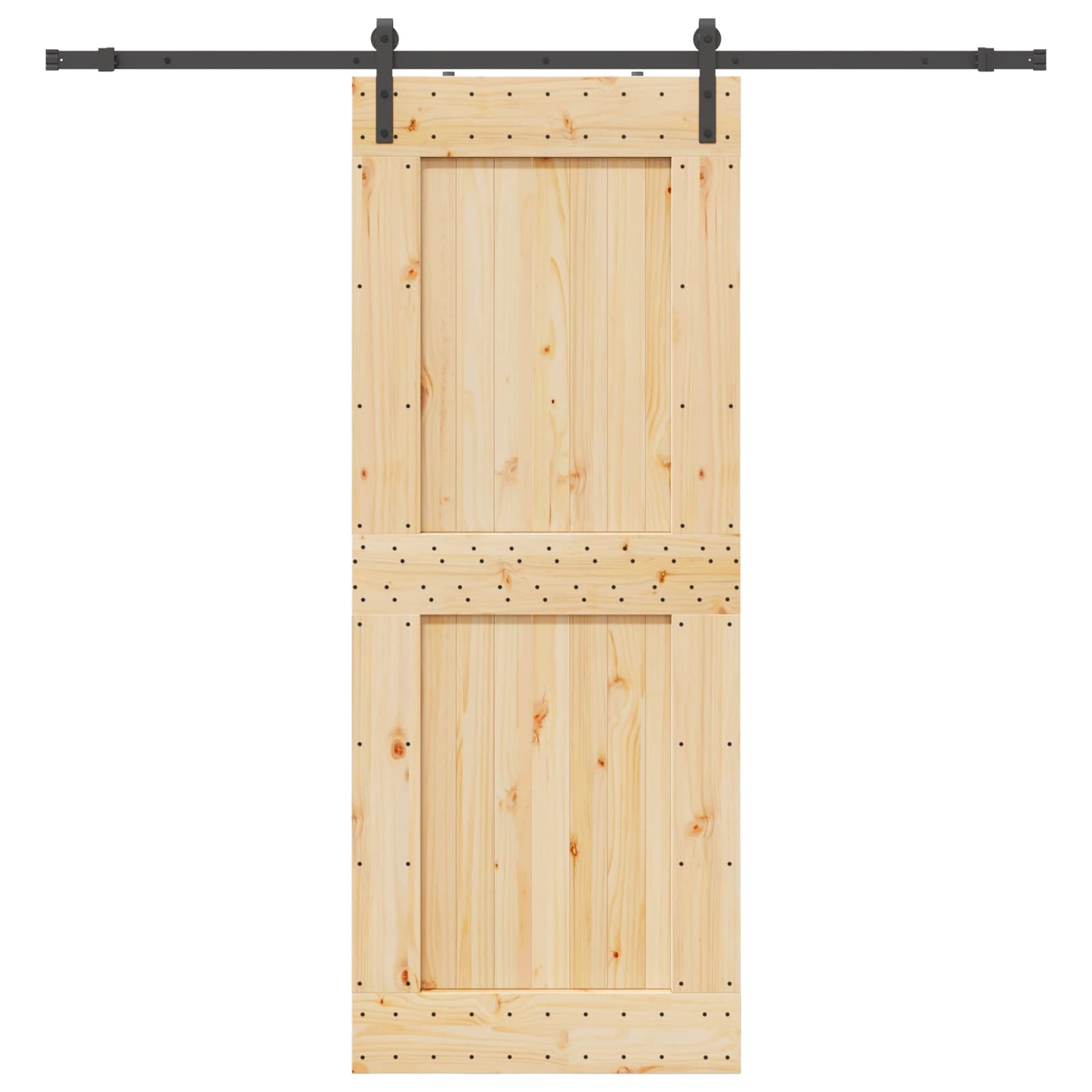 Schiebetür NARVIK Natürlich und Schwarz 95 x 210 cm (213.5 cm)