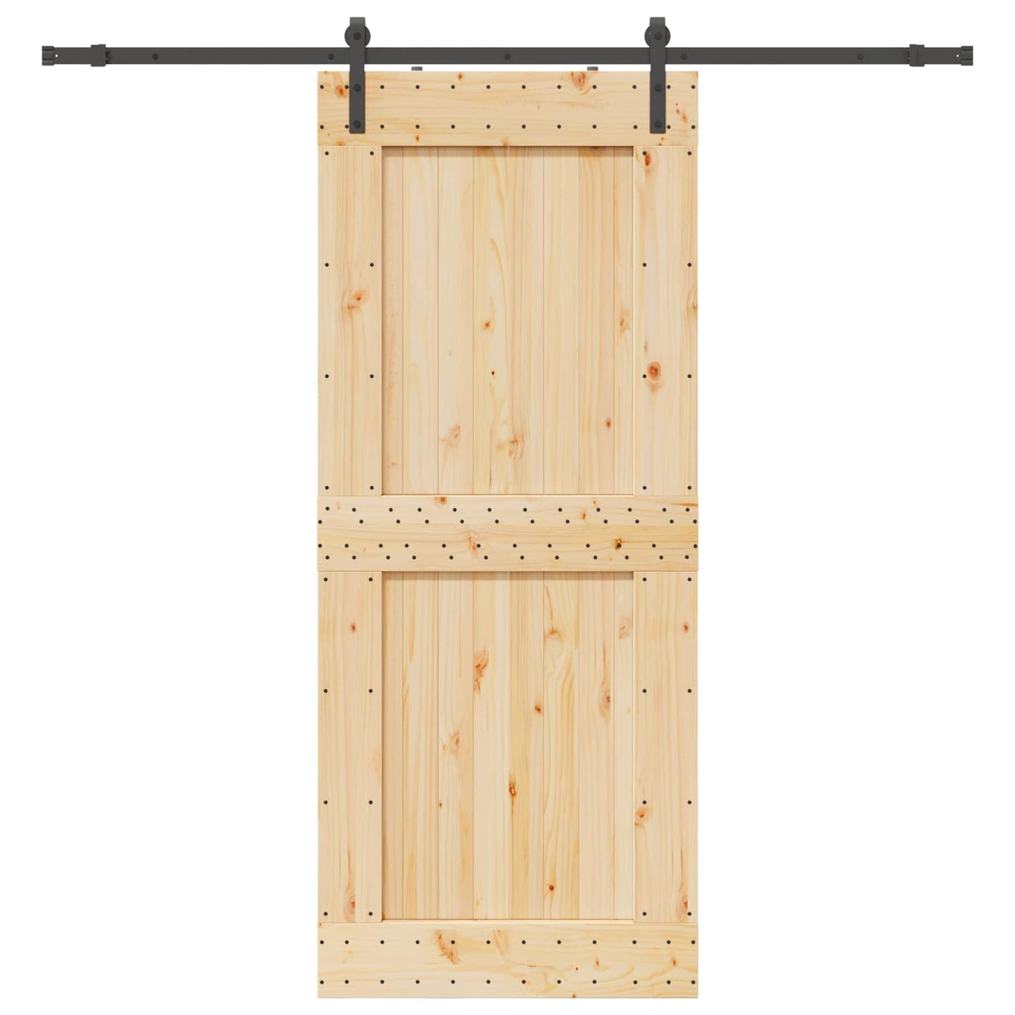 Schiebetür NARVIK Natürlich und Schwarz 95 x 210 cm (213,5 cm)