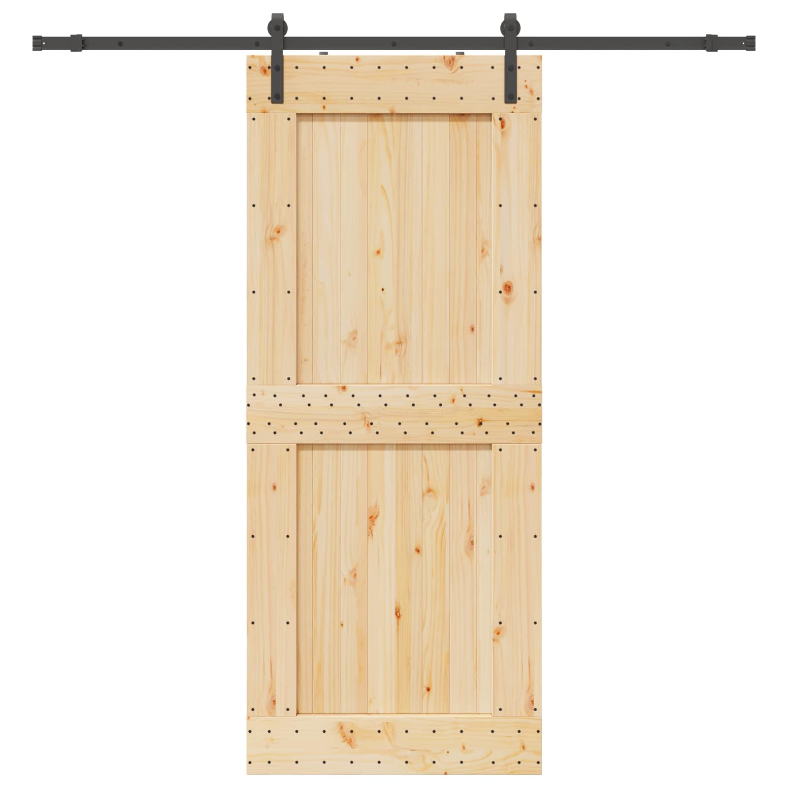 Schiebetür NARVIK Natürlich und Schwarz 95 x 210 cm (213,5 cm)