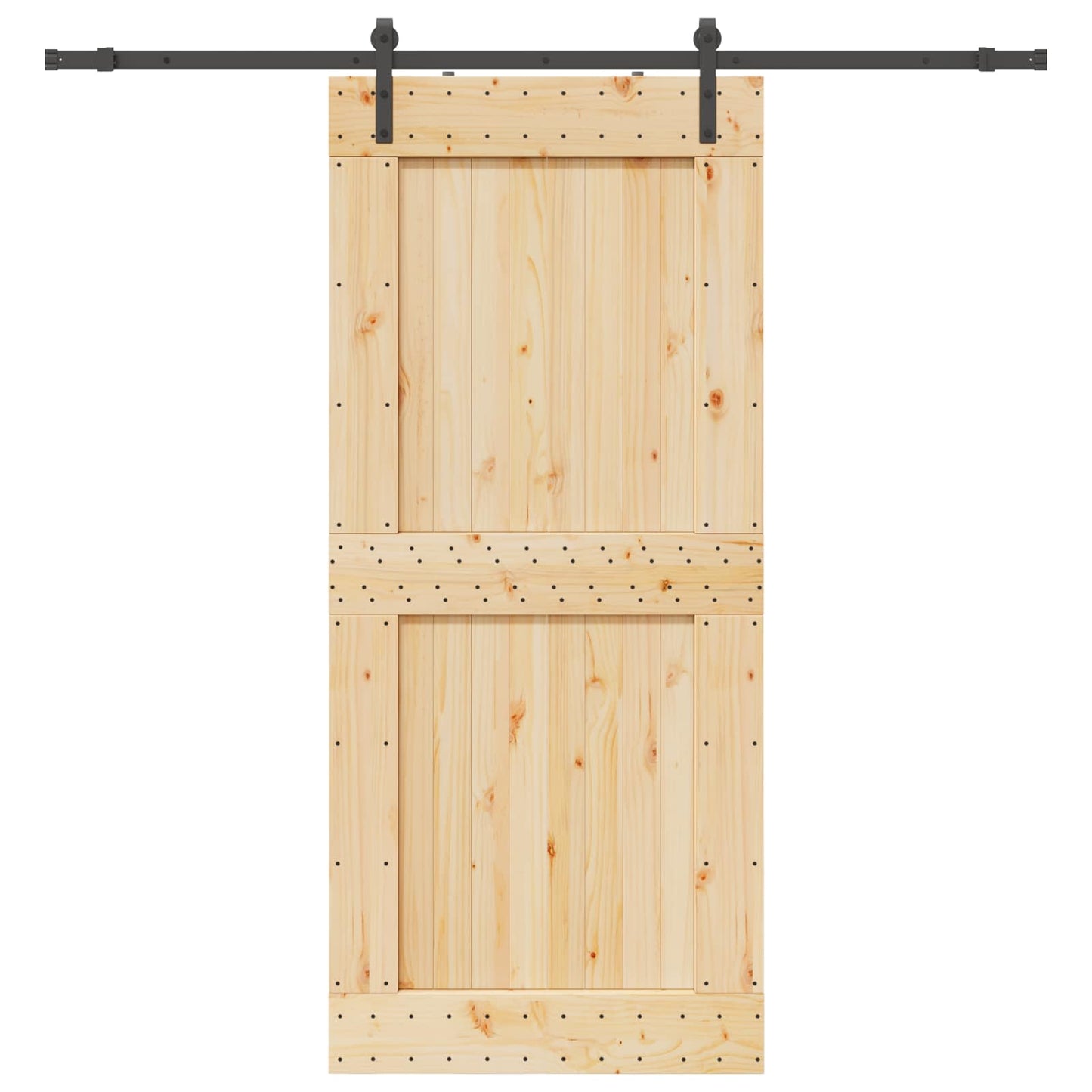 Schiebetür NARVIK Natürlich und Schwarz 95 x 210 cm (213.5 cm)