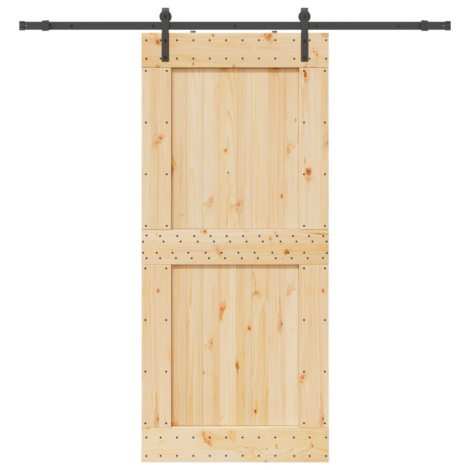 Schiebetür NARVIK Natürlich und Schwarz 95 x 210 cm (213.5 cm)