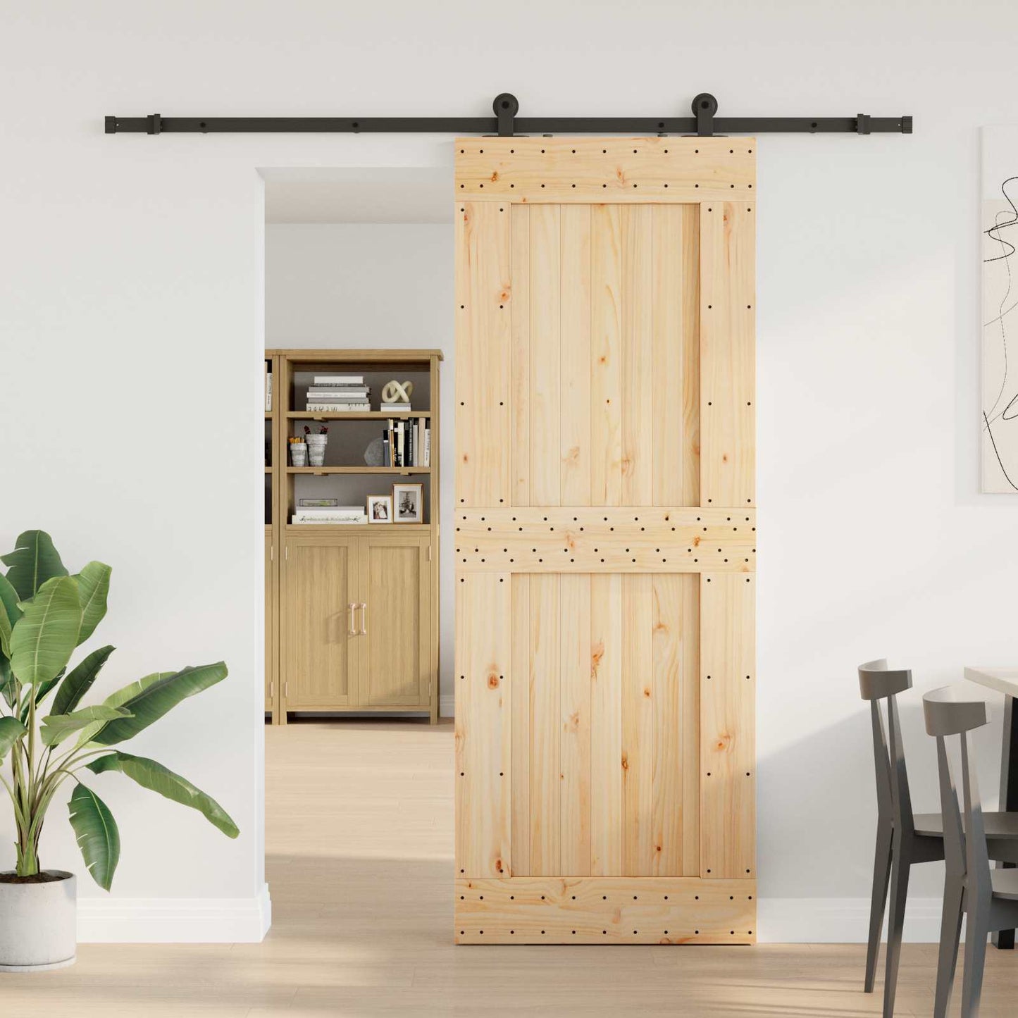 Schiebetür NARVIK 85 x 210 cm (213,5 cm) Natürlich und Schwarz