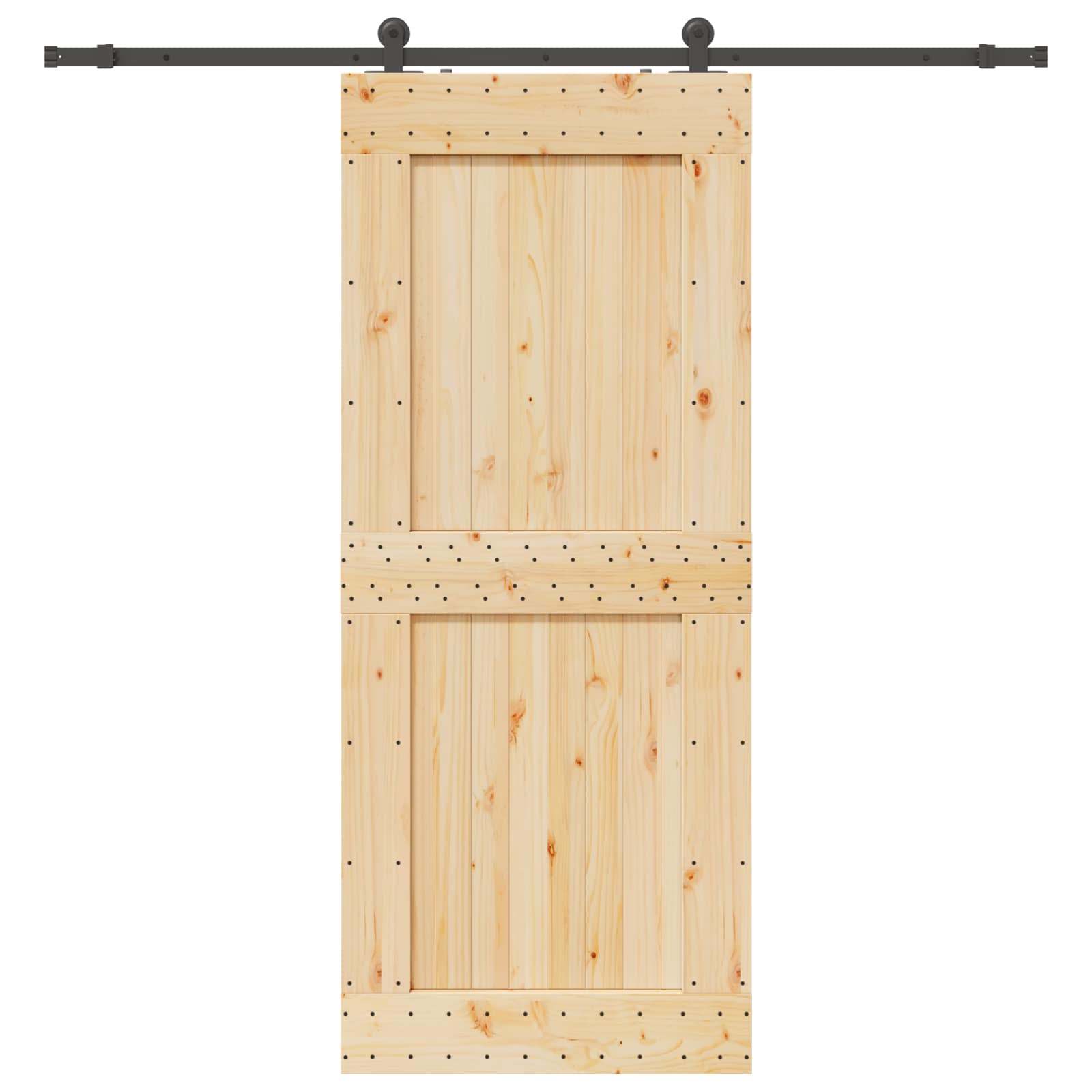 Schiebetür NARVIK Natürlich und Schwarz 95 x 210 cm (213,5 cm)