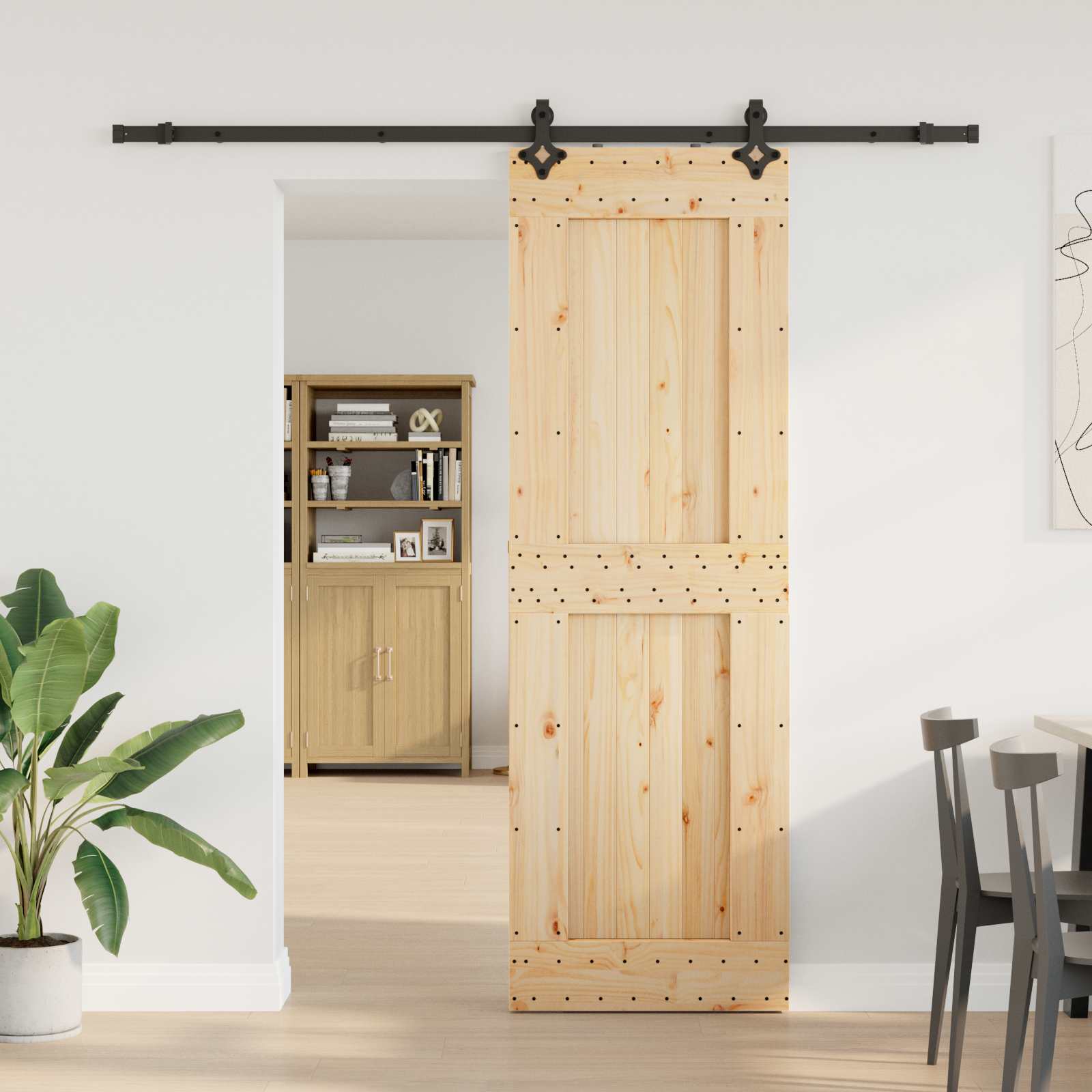 Schiebetür NARVIK Natürlich und Schwarz 70 x 210 cm (213,5 cm)