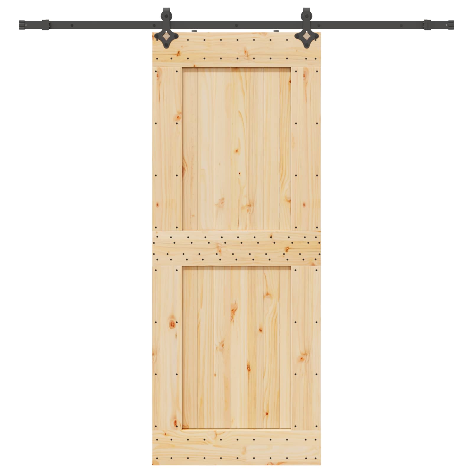 Schiebetür NARVIK Natürlich und Schwarz 90 x 210 cm (213,5 cm)