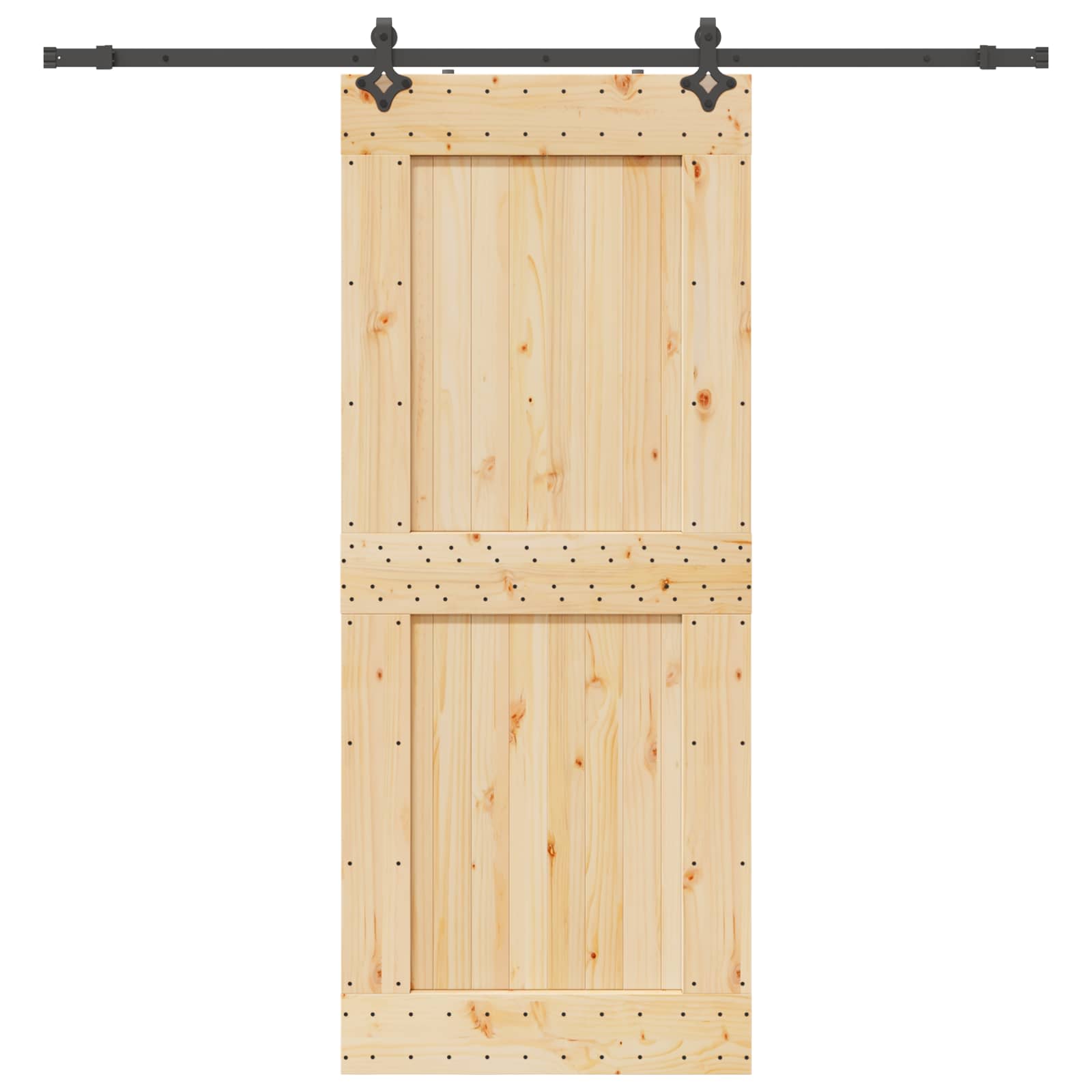 Schiebetür NARVIK Natürlich und Schwarz 95 x 210 cm (213,5 cm)