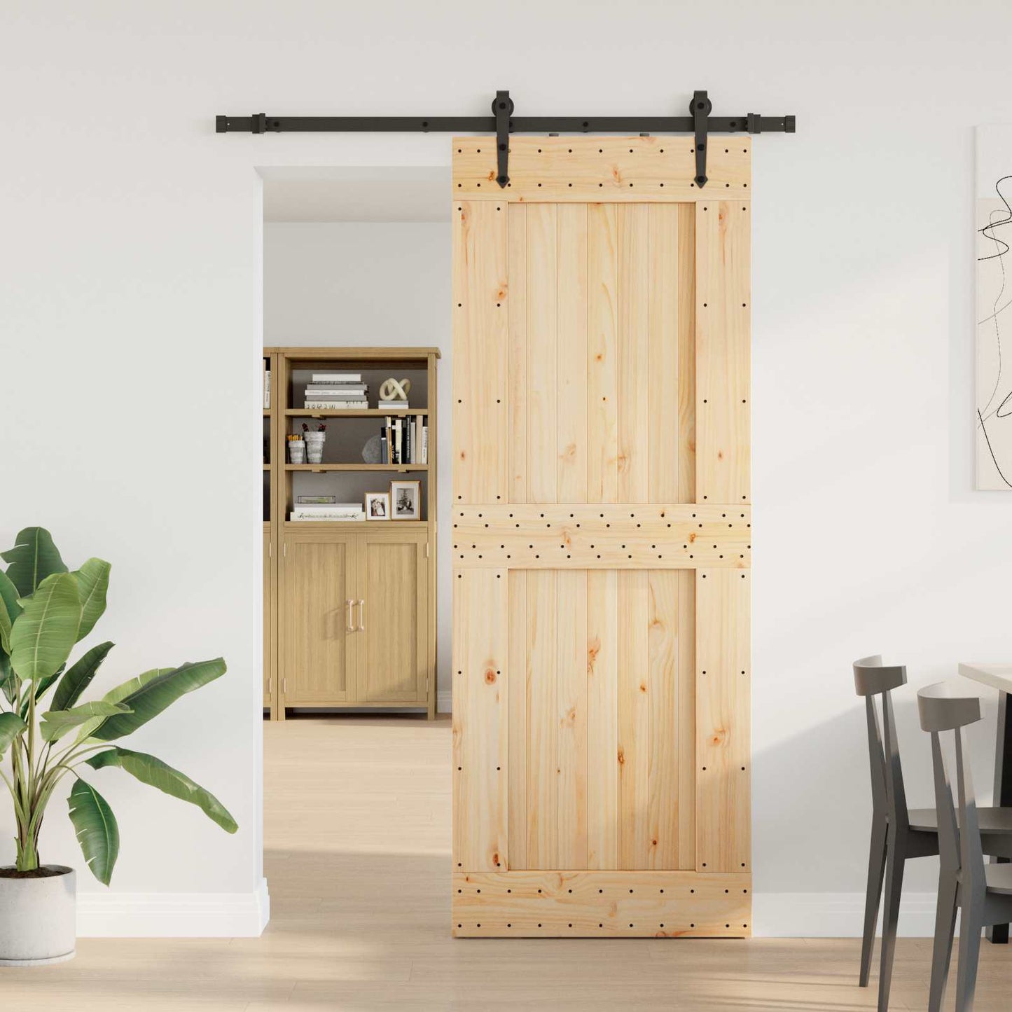 Schiebetür NARVIK Natürlich und Schwarz 85 x 210 cm (152,5 cm)