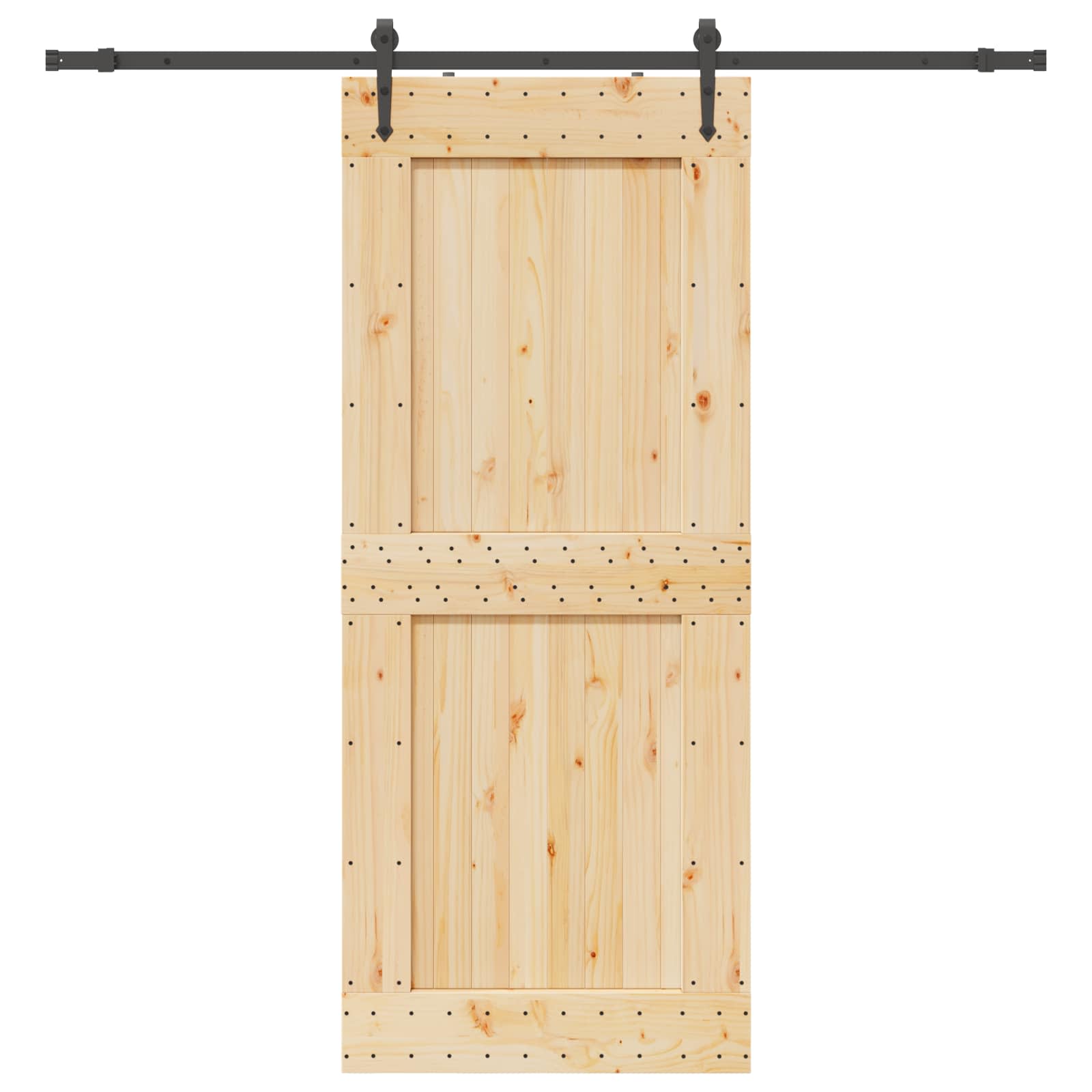 Schiebetür NARVIK Natürlich und Schwarz 95 x 210 cm (213,5 cm)
