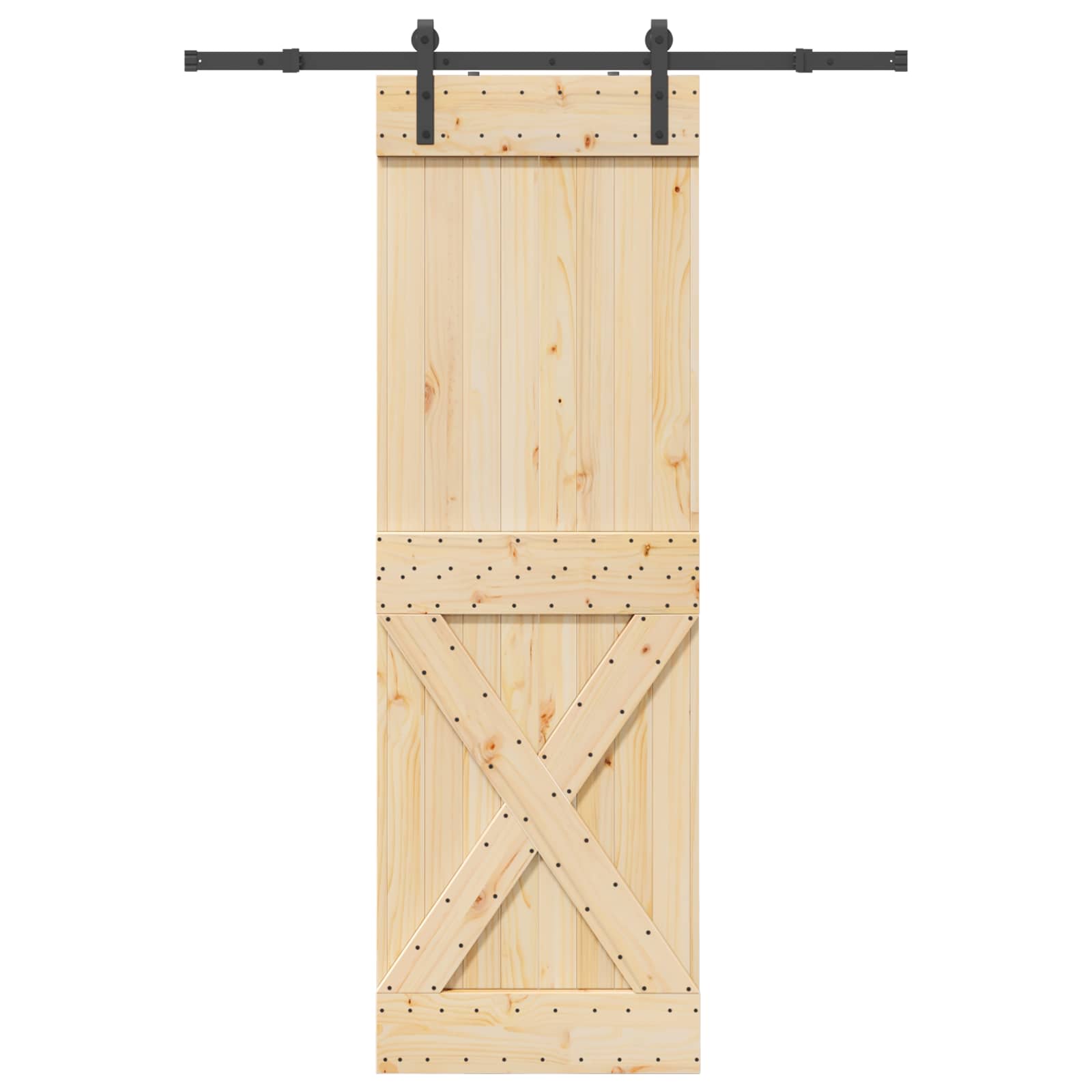 Schiebetür NARVIK Natürlich und Schwarz 70 x 210 cm (152,5 cm)