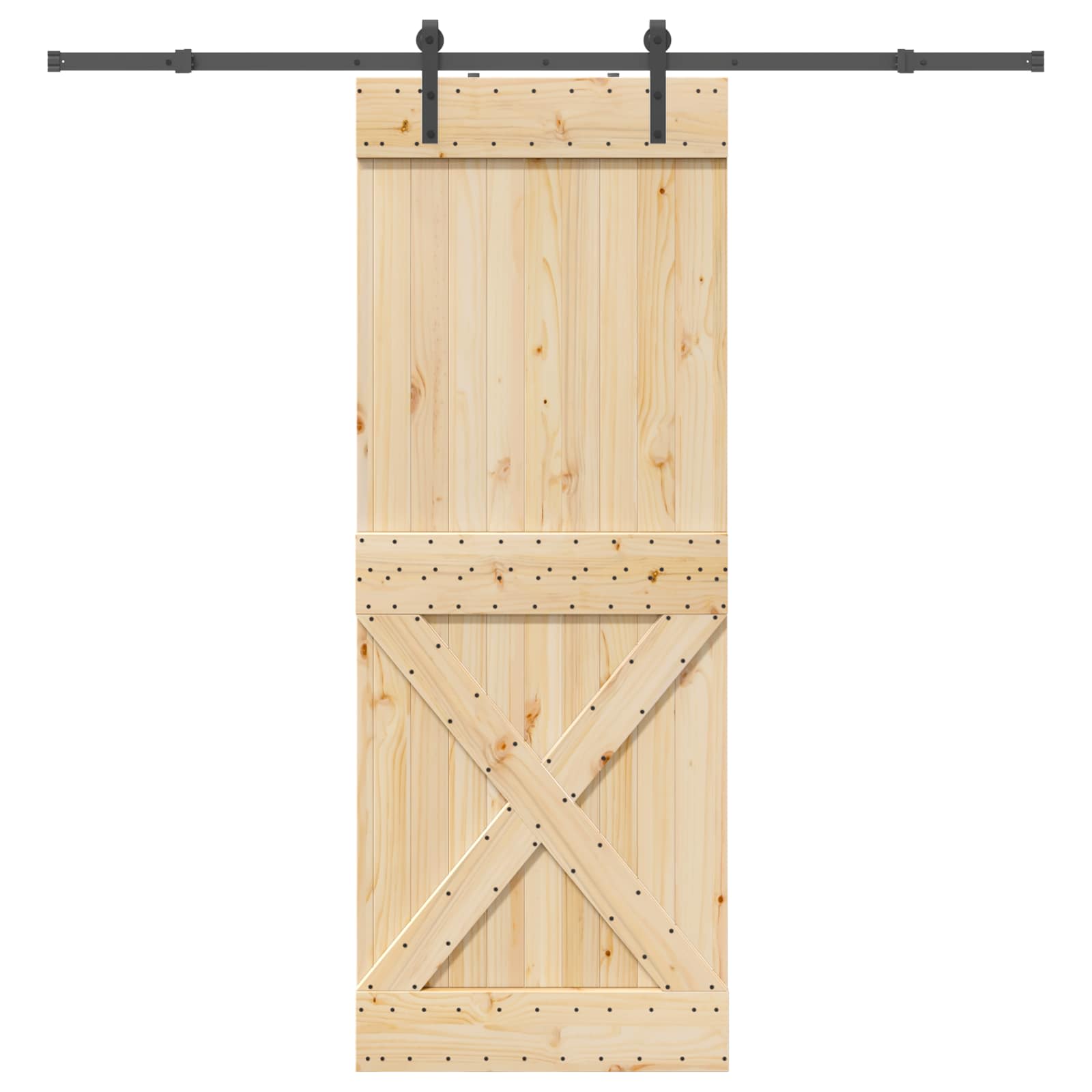 Schiebetür NARVIK Natürlich und Schwarz 85 x 210 cm (213,5 cm)
