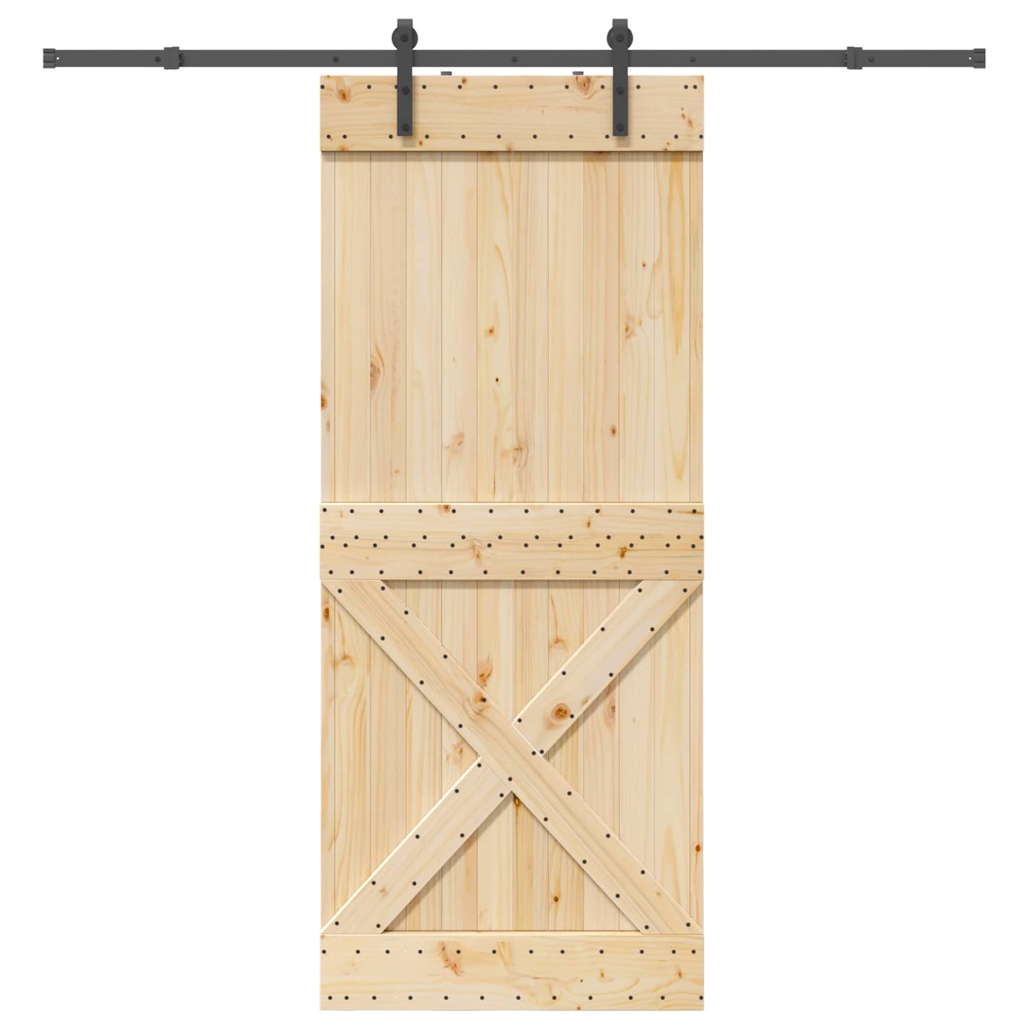 Schiebetür NARVIK Natürlich und Schwarz 95 x 210 cm (213.5 cm)