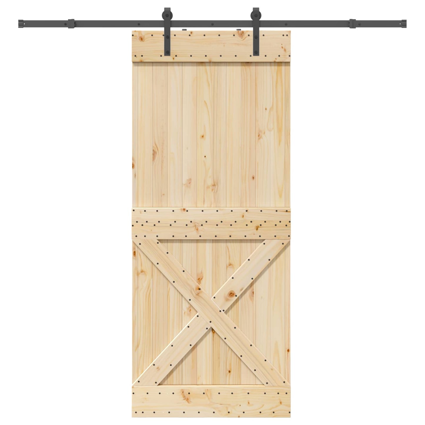Schiebetür NARVIK Natürlich und Schwarz 95 x 210 cm (213,5 cm)