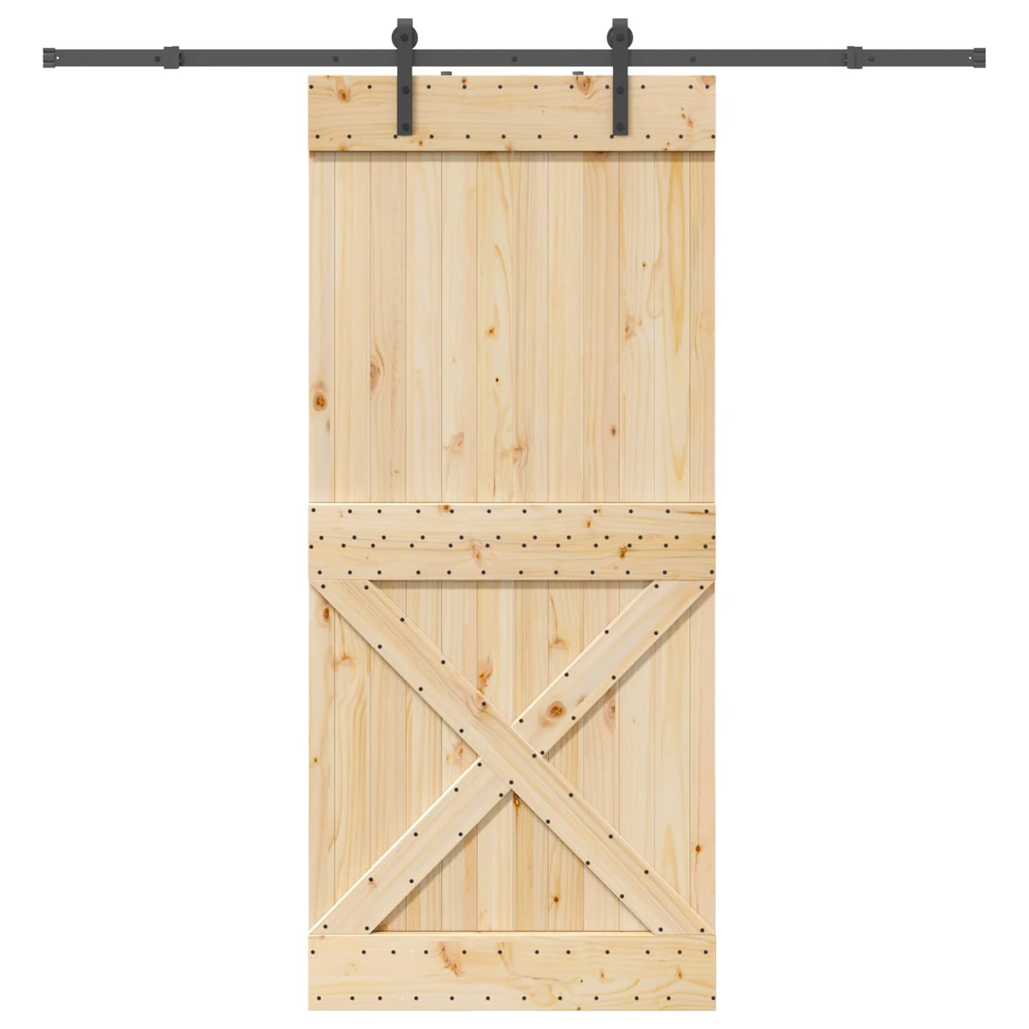 Schiebetür NARVIK Natürlich und Schwarz 95 x 210 cm (213.5 cm)