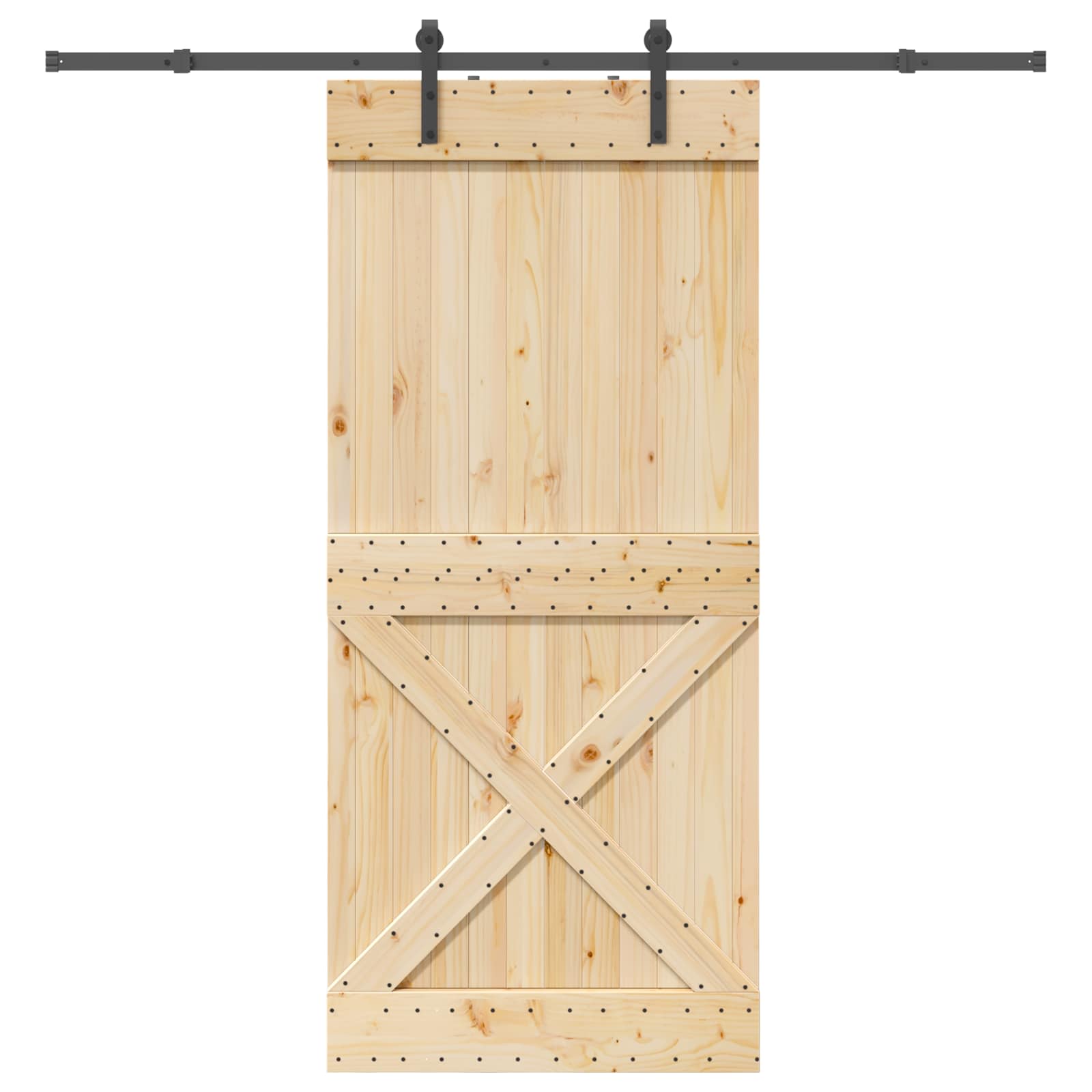 Schiebetür NARVIK Natürlich und Schwarz 95 x 210 cm (213.5 cm)