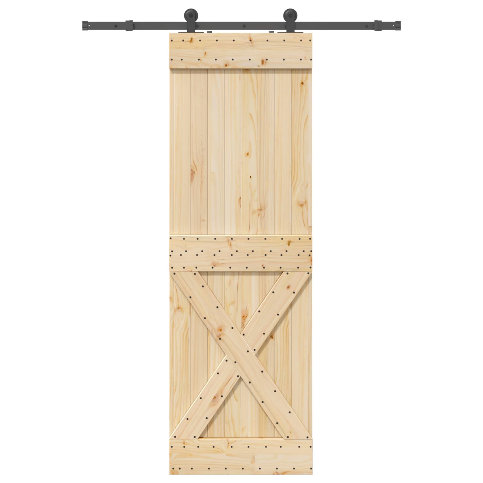 Schiebetür NARVIK Natürlich und Schwarz 70 x 210 cm (152,5 cm)