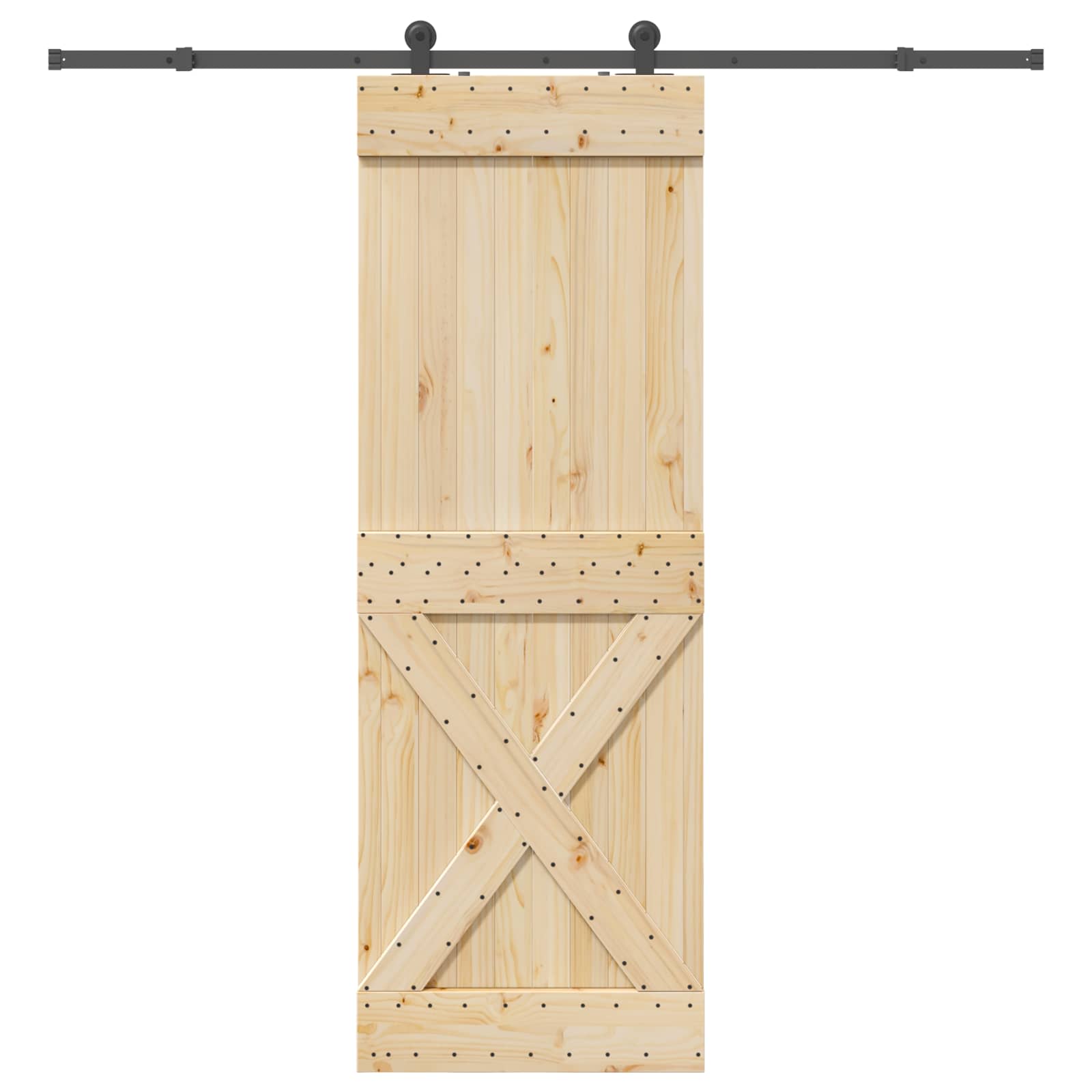 Schiebetür NARVIK Natürlich und Schwarz 80 x 210 cm (213,5 cm)