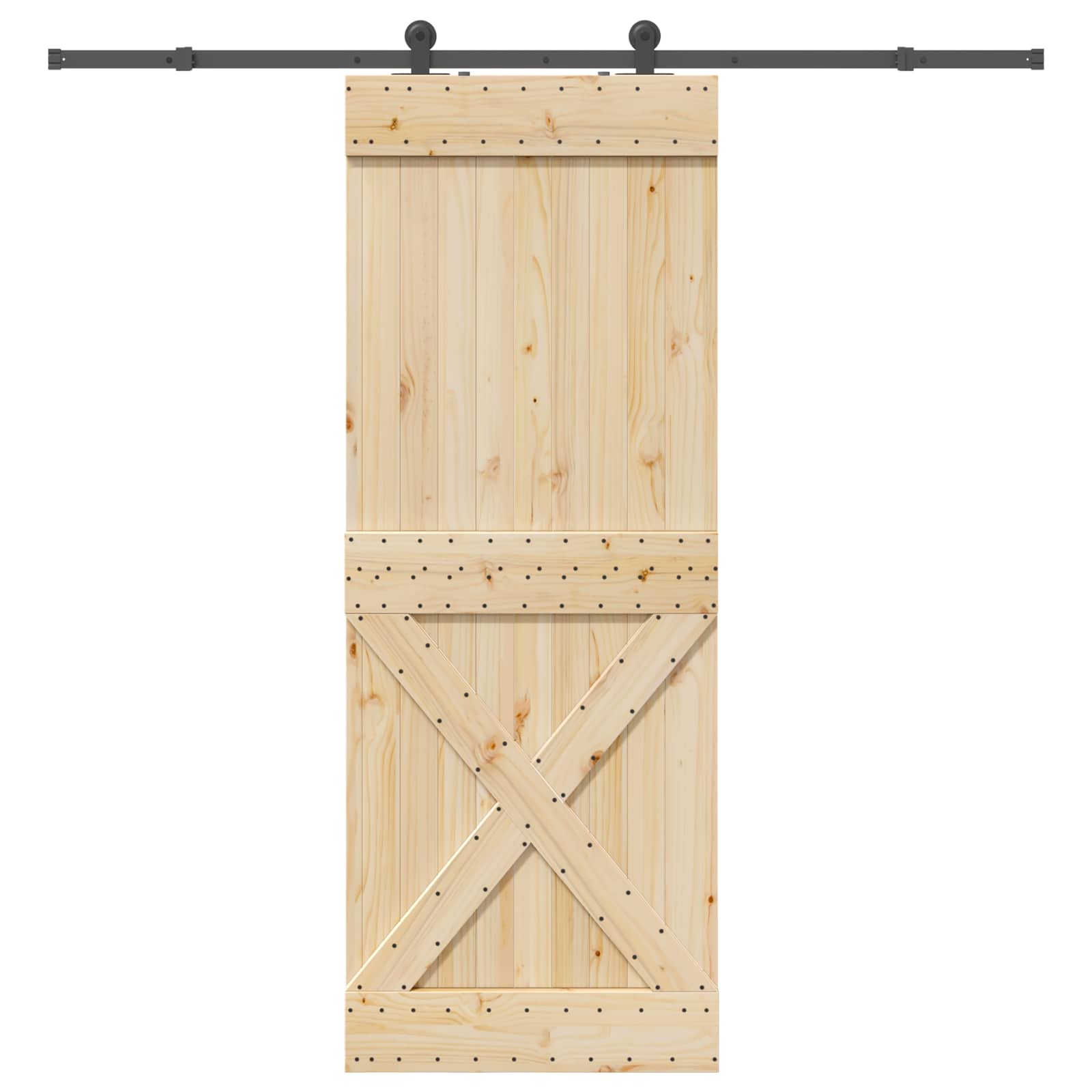 Schiebetür NARVIK Natürlich und Schwarz 85 x 210 cm (213,5 cm)