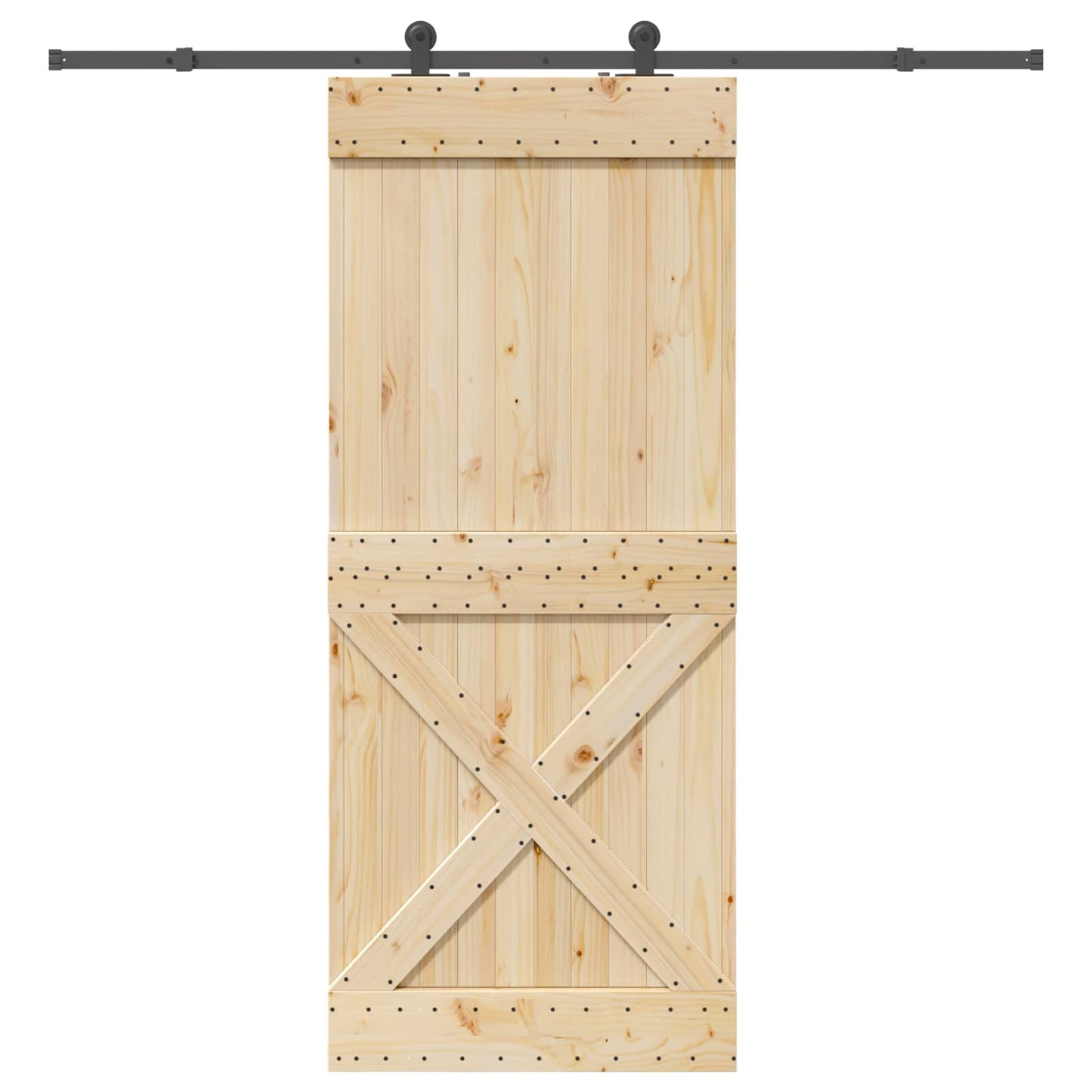 Schiebetür NARVIK Natürlich und Schwarz 95 x 210 cm (213,5 cm)
