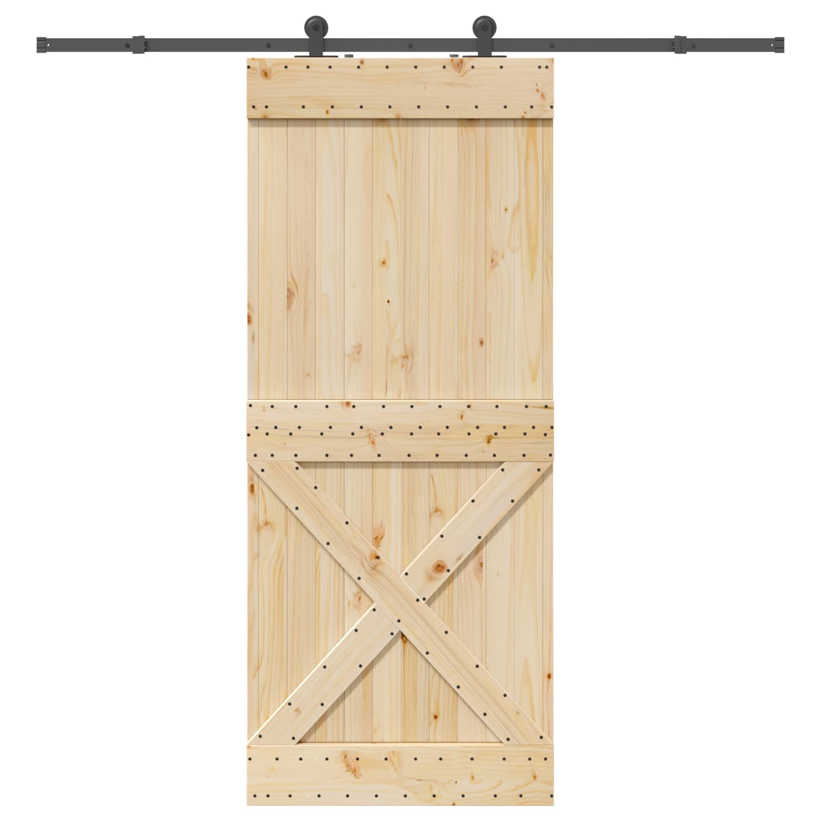 Schiebetür NARVIK Natürlich und Schwarz 95 x 210 cm (213,5 cm)