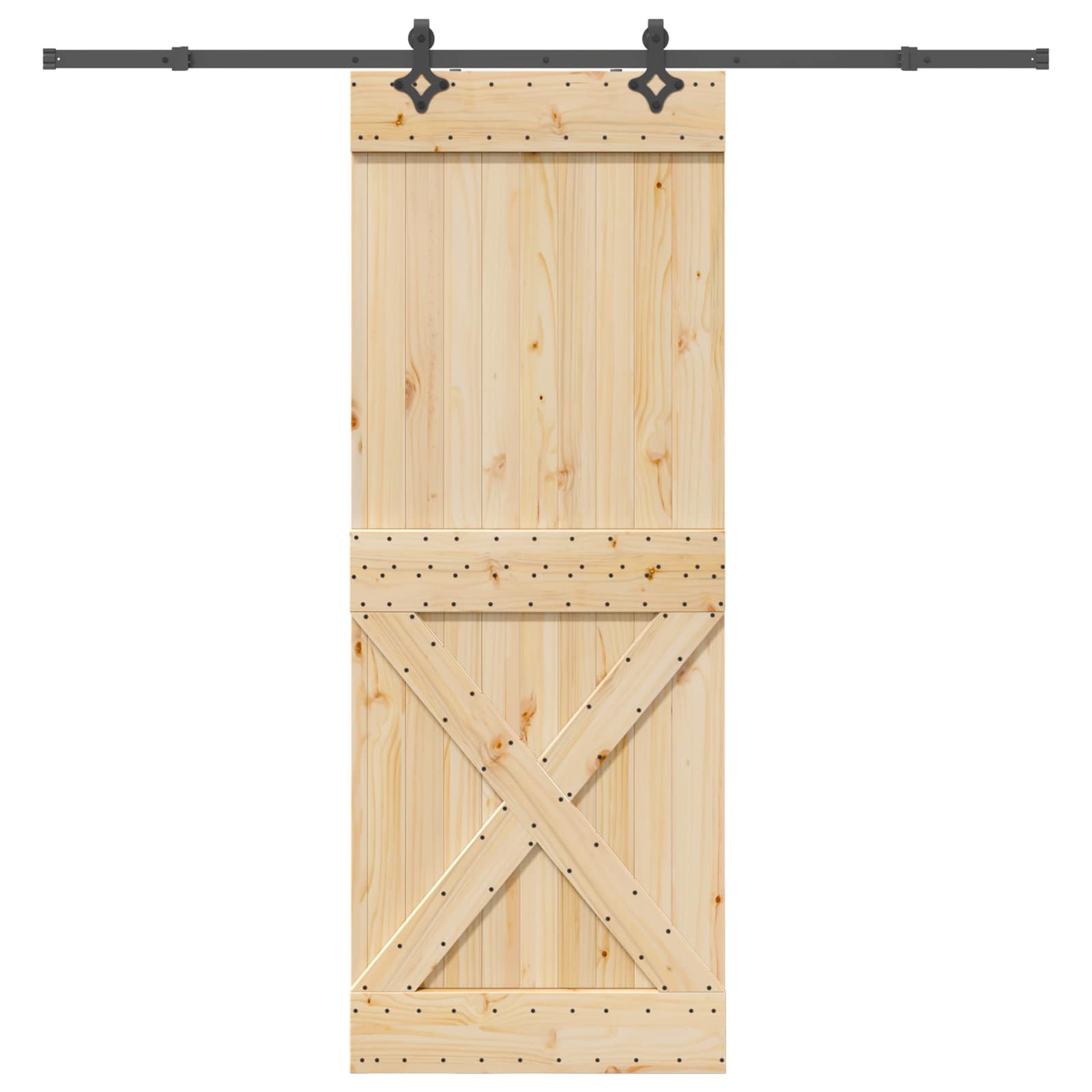 Schiebetür NARVIK Natürlich und Schwarz 85 x 210 cm (213,5 cm)