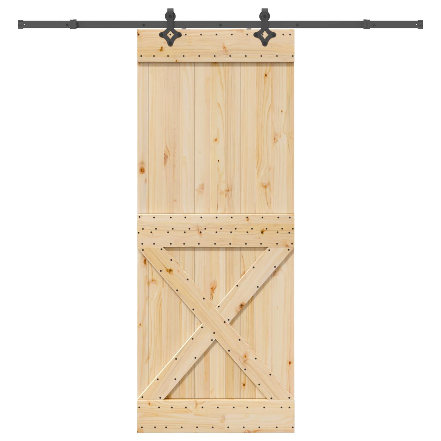 Schiebetür NARVIK Natürlich und Schwarz 90 x 210 cm (213,5 cm)