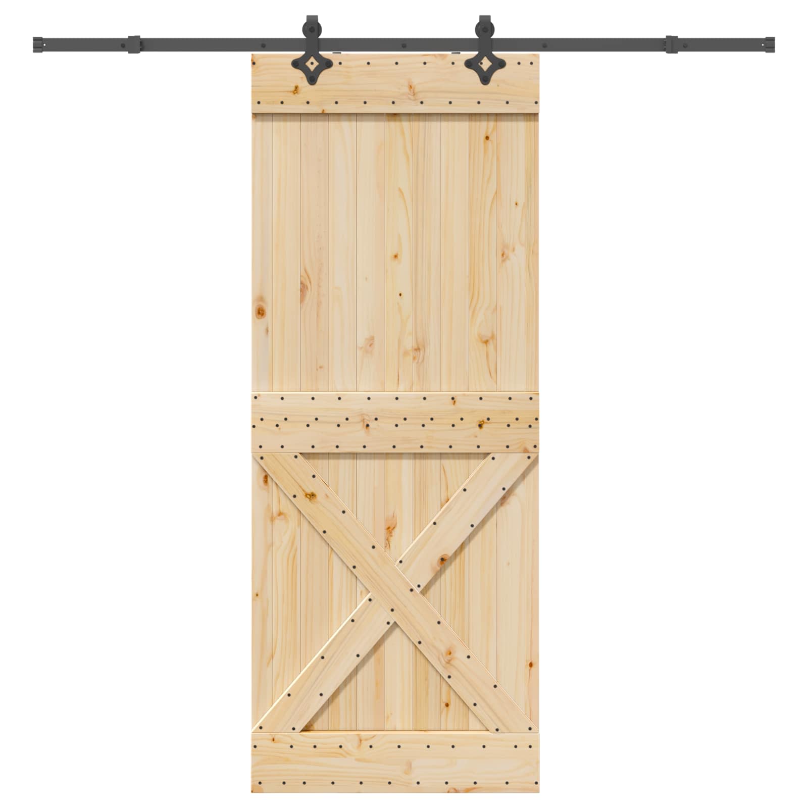 Schiebetür NARVIK Natürlich und Schwarz 90 x 210 cm (213,5 cm)