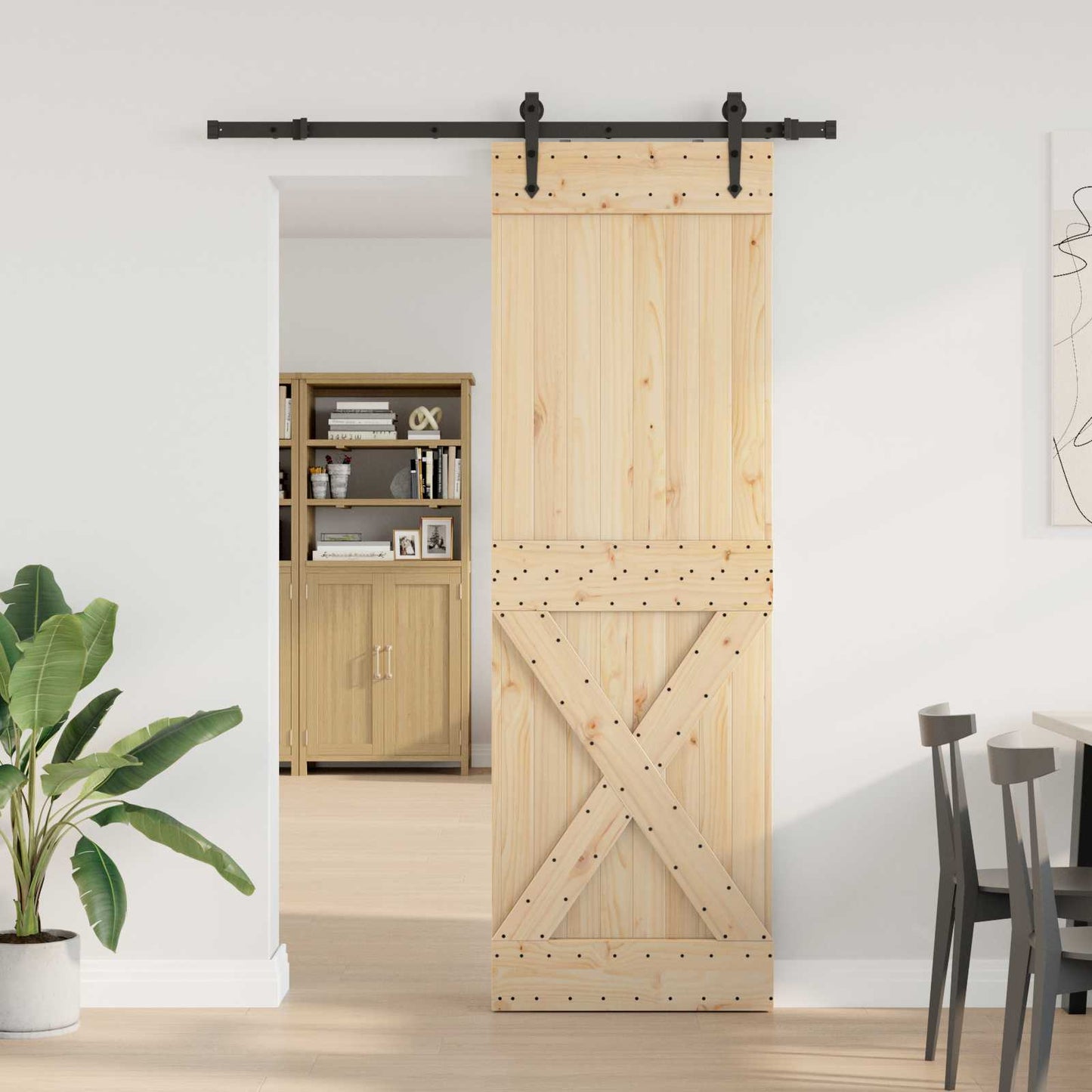 Schiebetür NARVIK Natürlich und Schwarz 70 x 210 cm (152,5 cm)