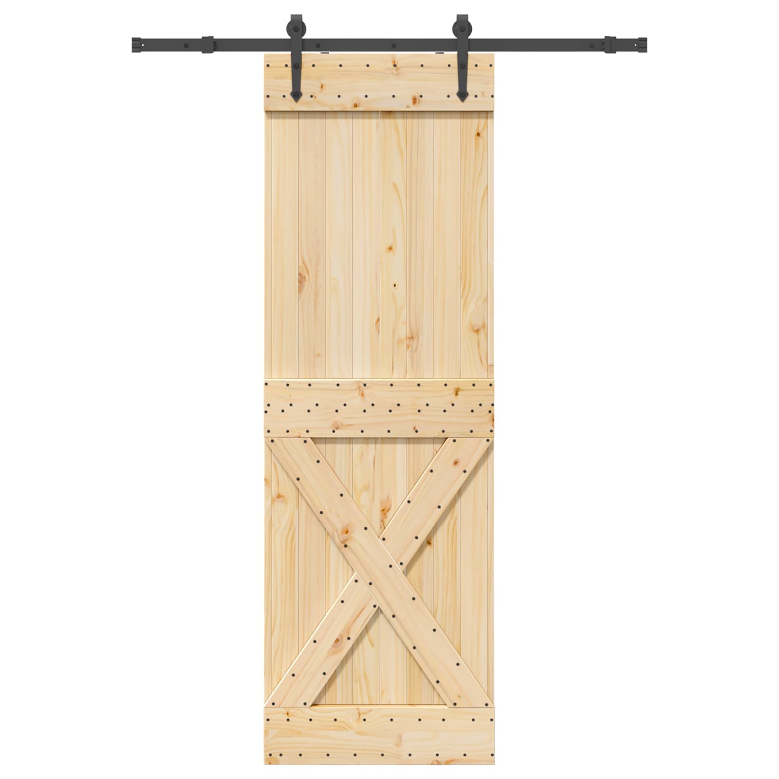 Schiebetür NARVIK Natürlich und Schwarz 70 x 210 cm (152,5 cm)