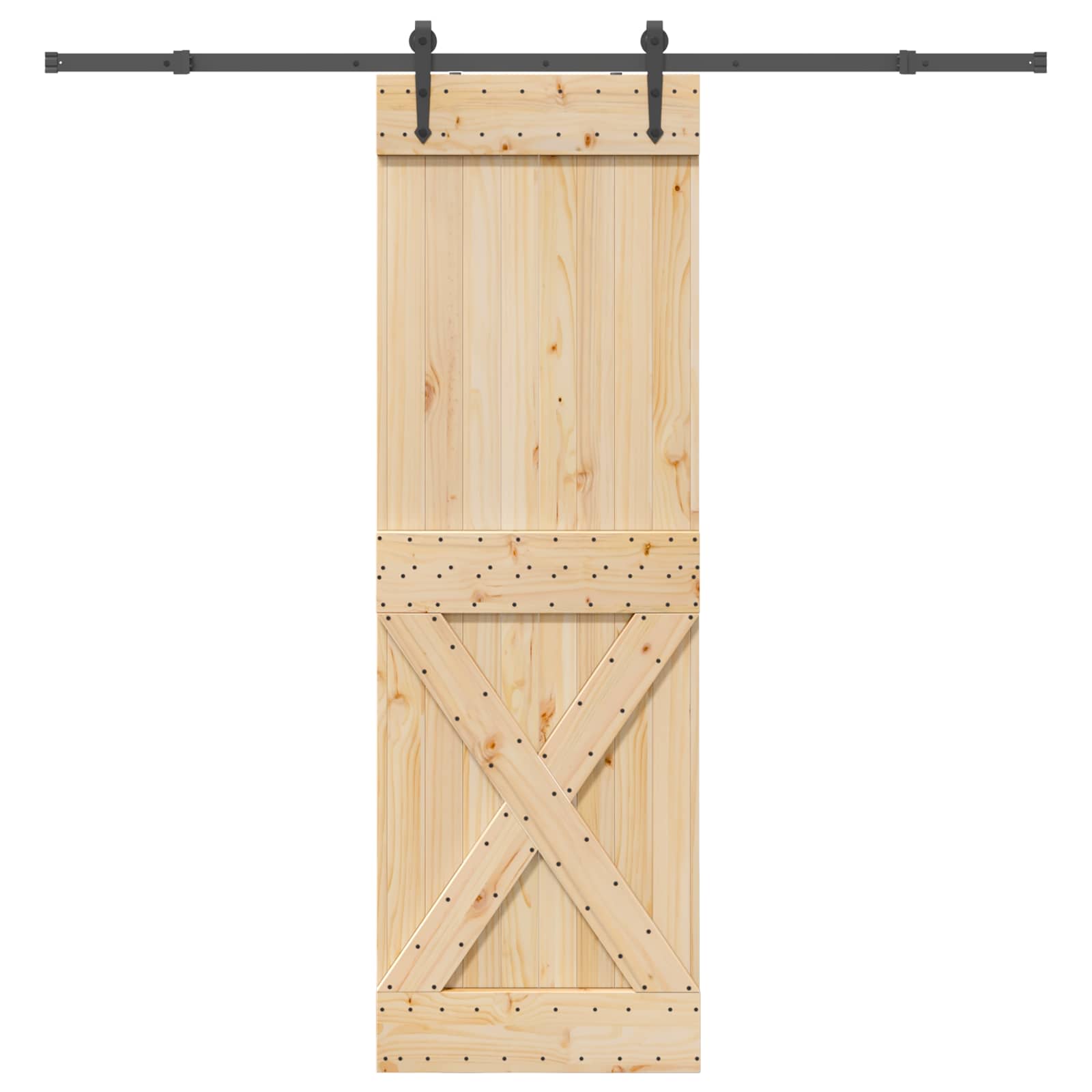 Schiebetür NARVIK Natürlich und Schwarz 70 x 210 cm (213,5 cm)