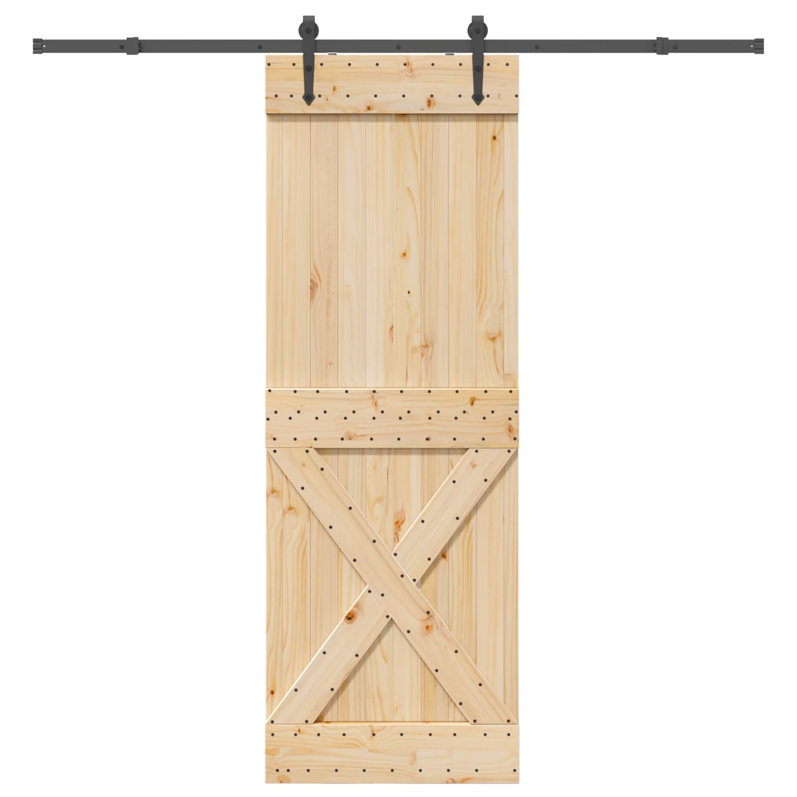 Schiebetür NARVIK Natürlich und Schwarz 80 x 210 cm (213,5 cm)