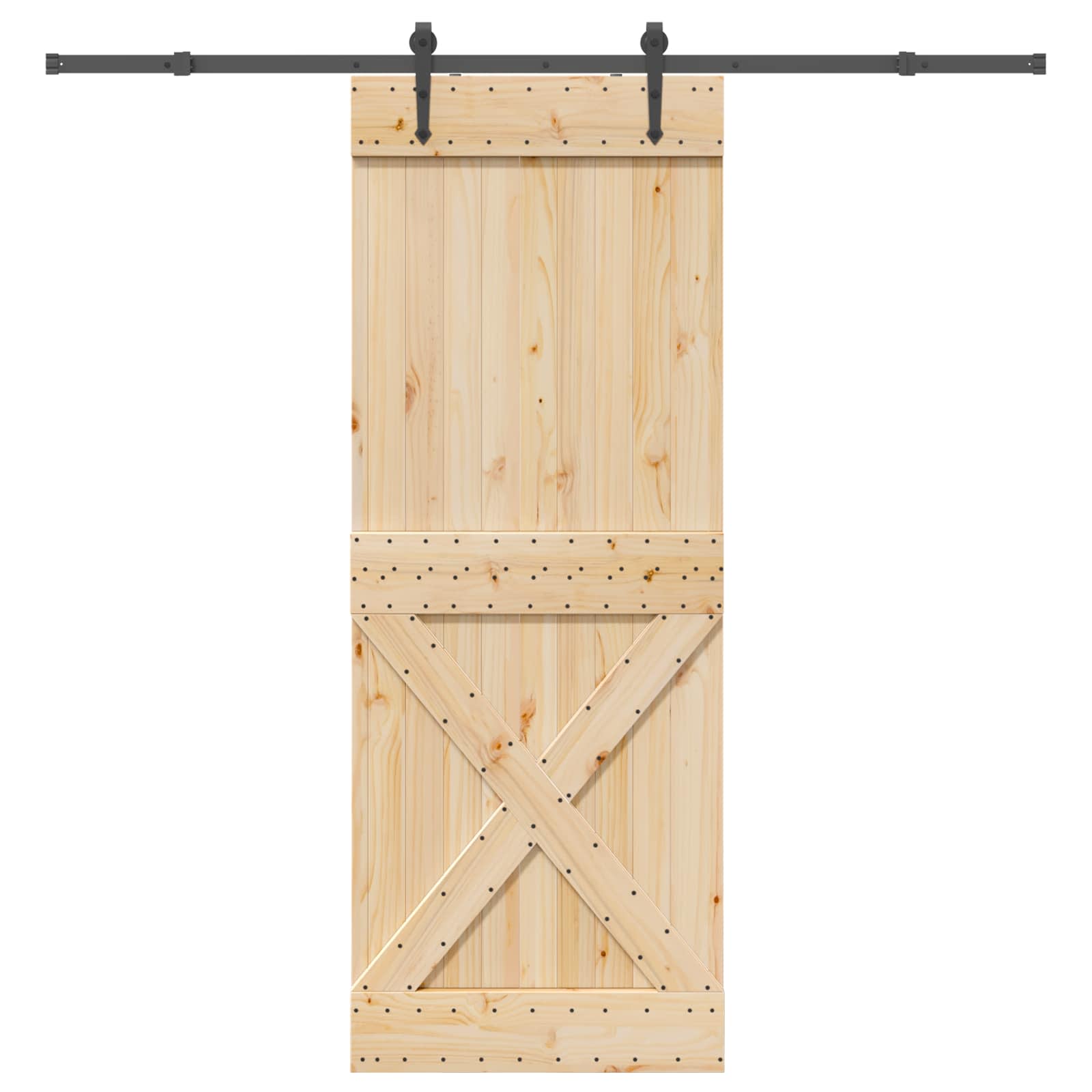 Schiebetür NARVIK Natürlich und Schwarz 85 x 210 cm (213,5 cm)