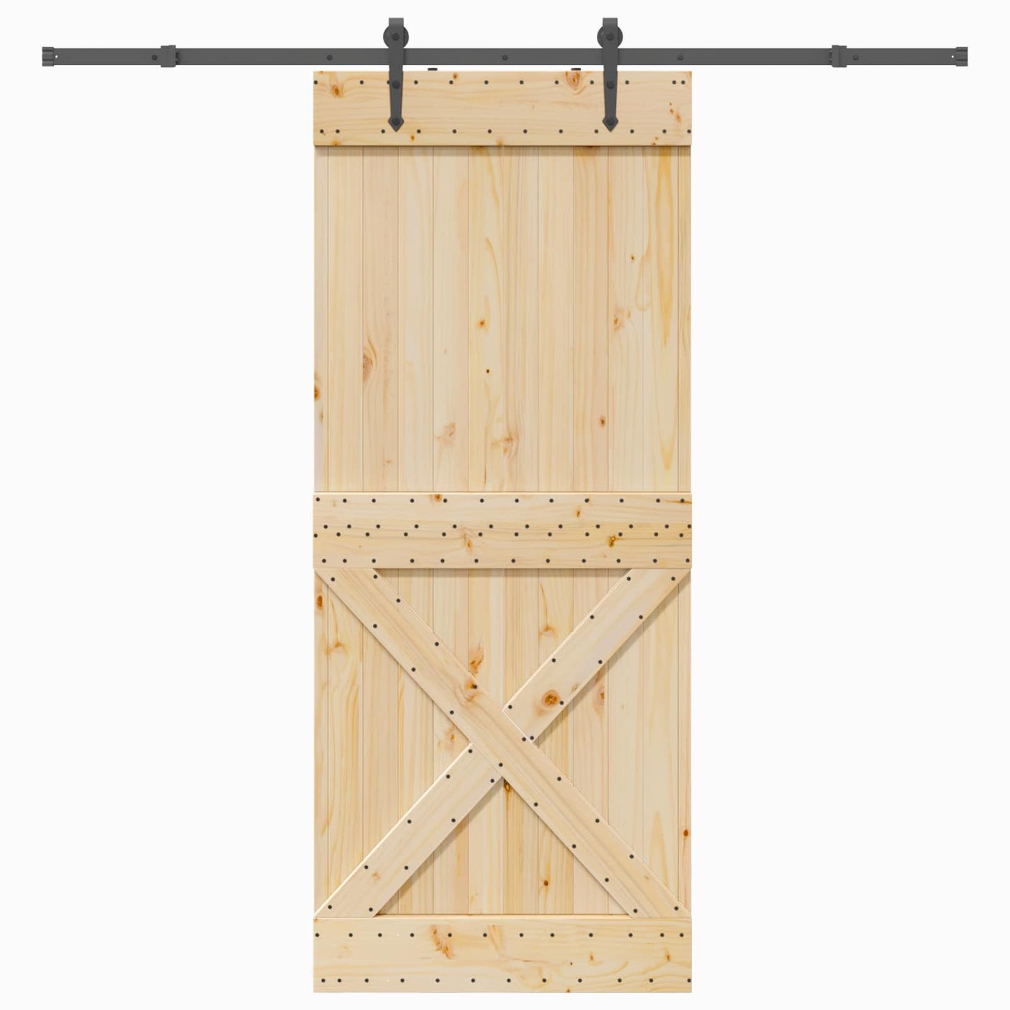 Schiebetür NARVIK Natürlich und Schwarz 95 x 210 cm (213,5 cm)