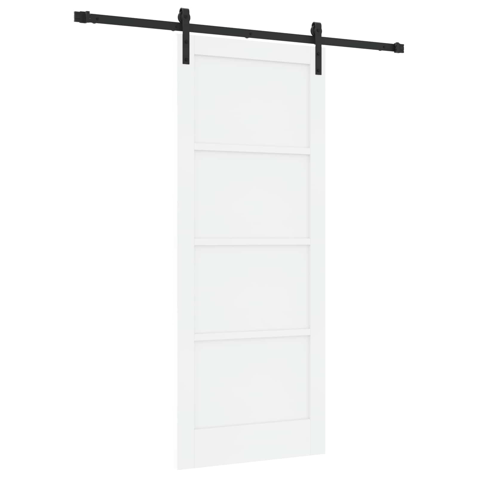Schiebetür Weiß und Schwarz 83 x 202 cm Massives Kiefernholz