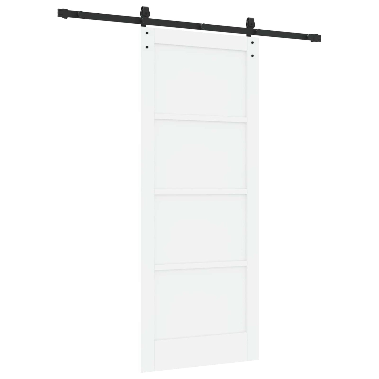 Schiebetür Weiß und Schwarz 83 x 202 cm Massives Kiefernholz