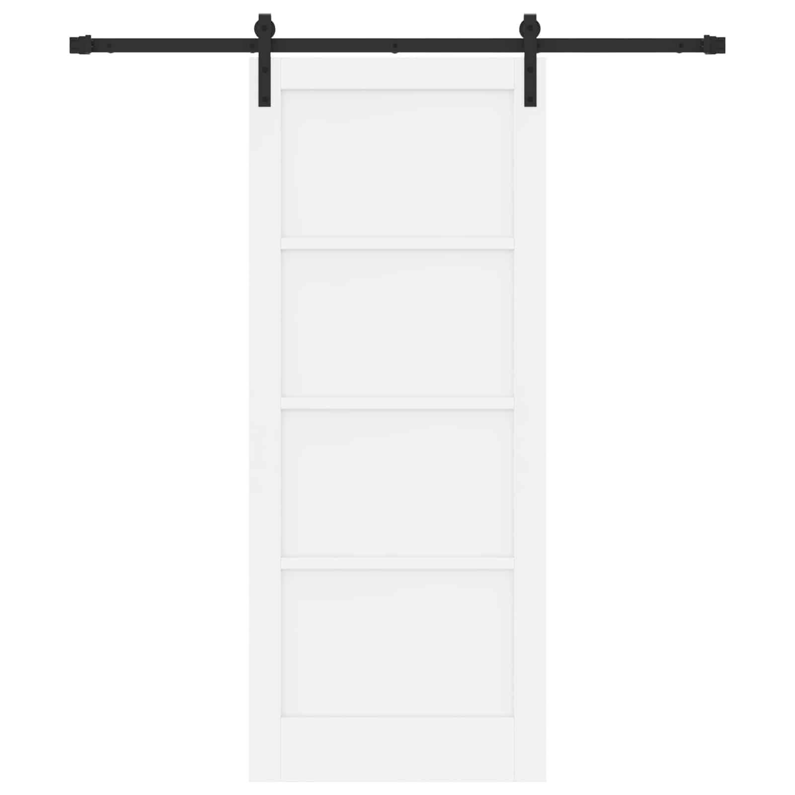 Schiebetür Weiß und Schwarz 83 x 202 cm Massives Kiefernholz