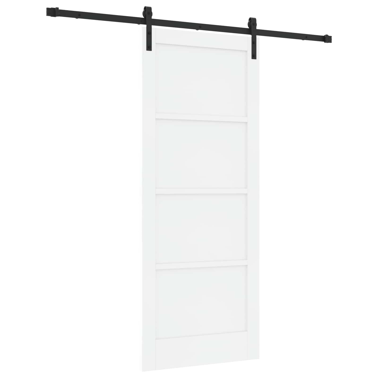 Schiebetür Weiß und Schwarz 83 x 202 cm Massives Kiefernholz