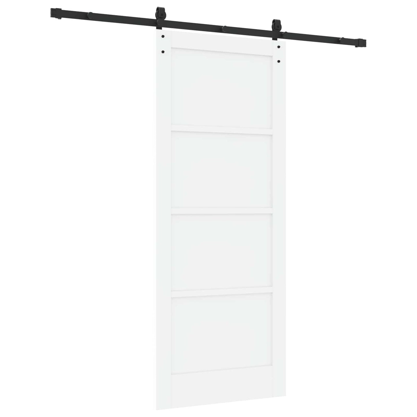 Schiebetür Weiß und Schwarz 83 x 202 cm Massives Kiefernholz