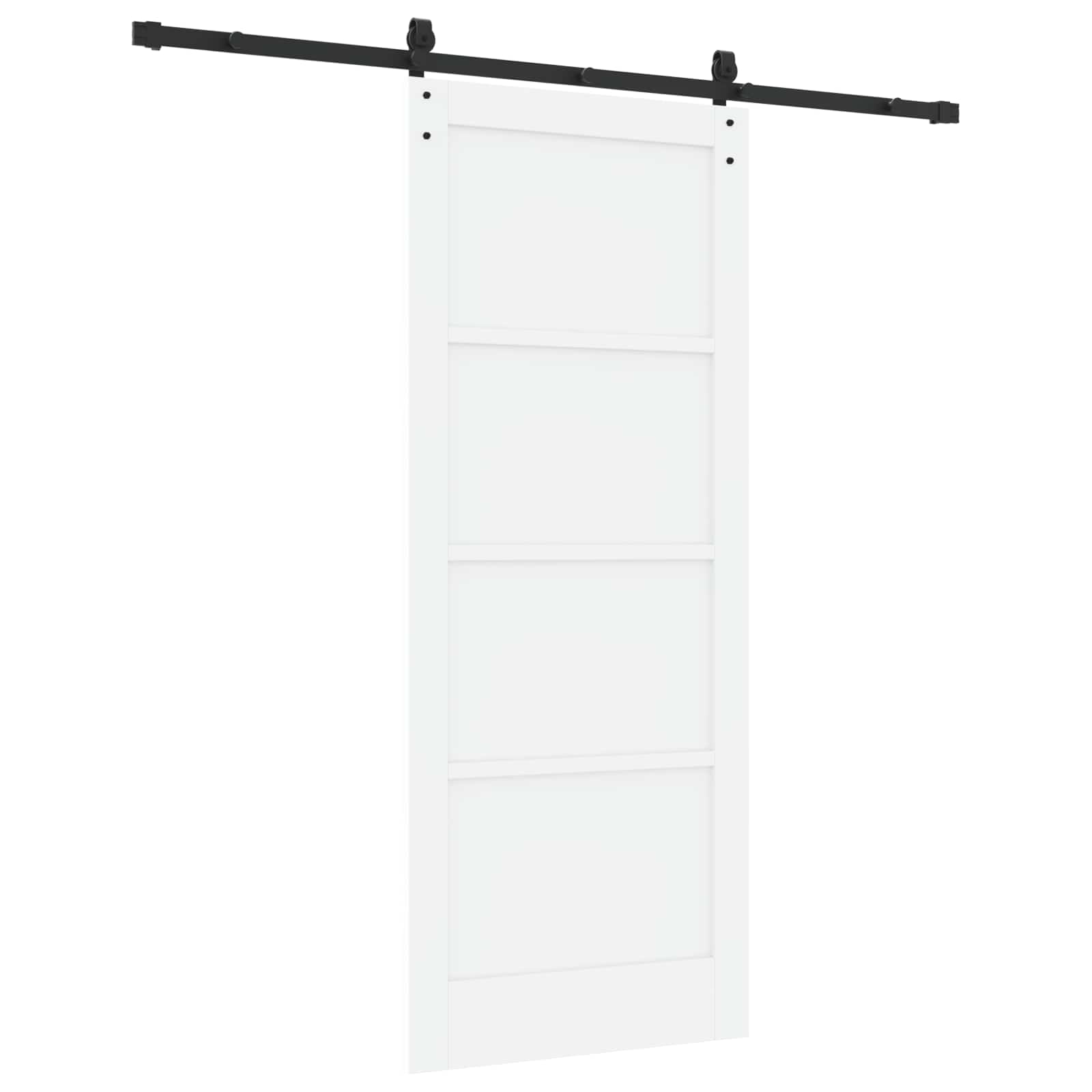 Schiebetür Weiß und Schwarz 83 x 202 cm Massives Kiefernholz