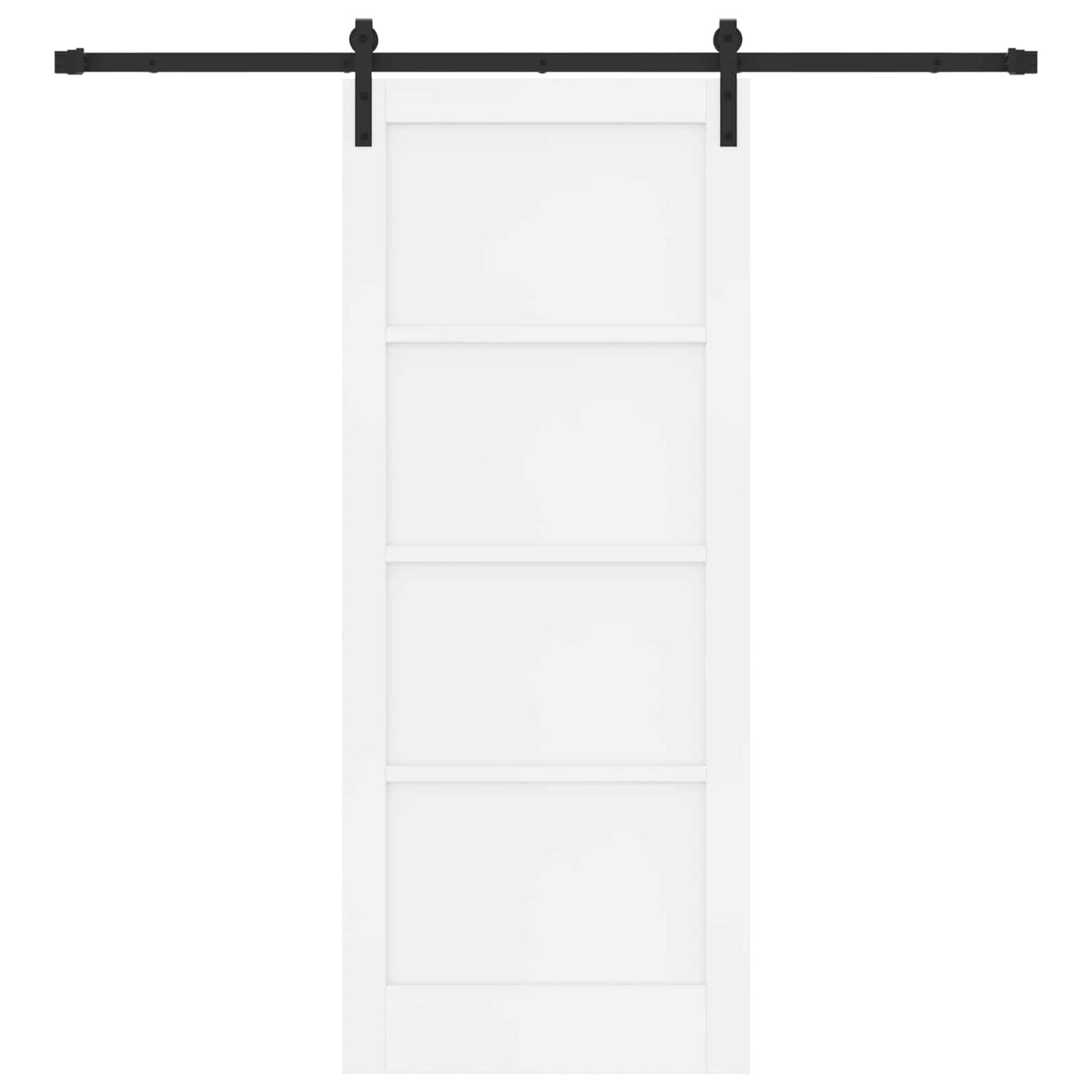 Schiebetür Weiß und Schwarz 83 x 202 cm Massives Kiefernholz