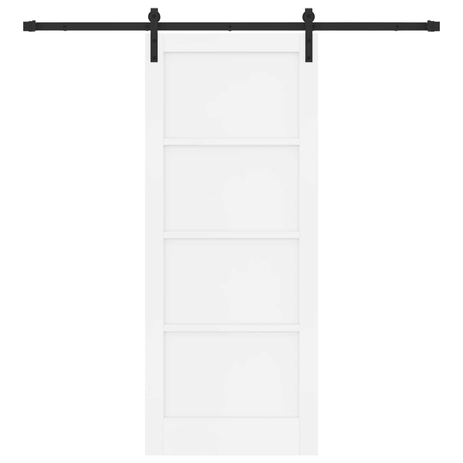 Schiebetür Weiß und Schwarz 83 x 202 cm Massives Kiefernholz