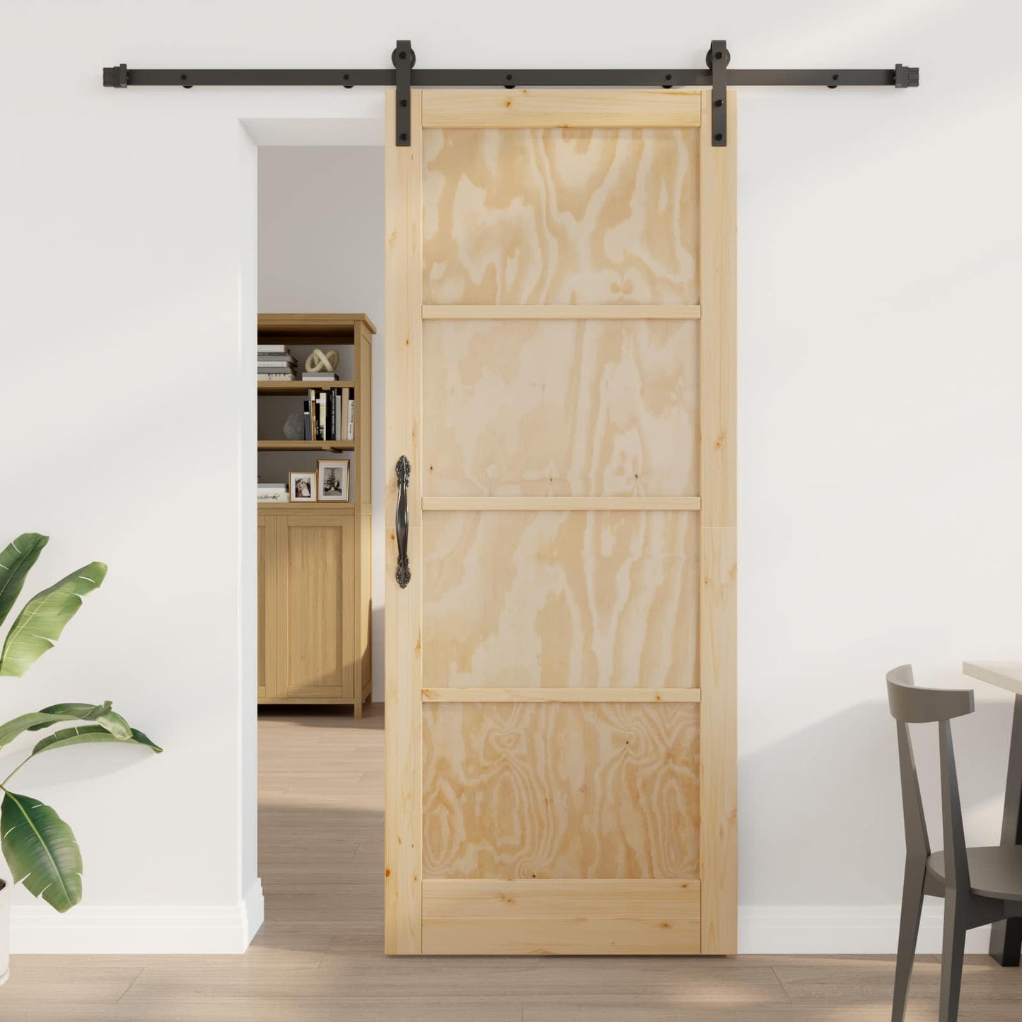 Schiebetür Natürlich und Schwarz 86 x 211 cm