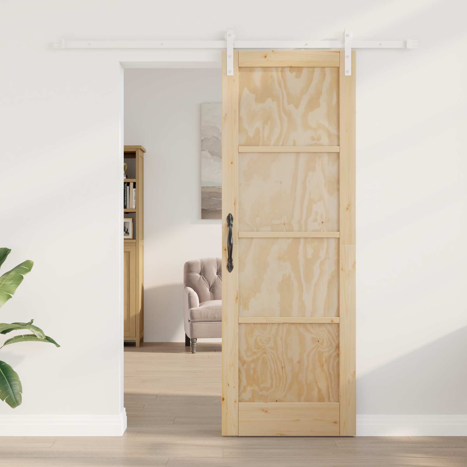 Schiebetür Natürlich und Weiß 73,5 x 211 cm