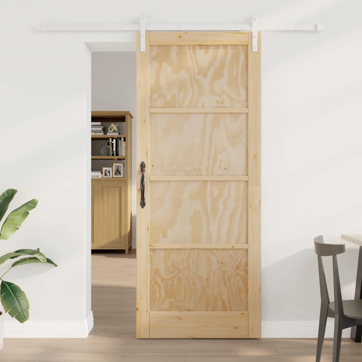 Schiebetür Natürlich und Weiß 86 x 211 cm Massives Kiefernholz