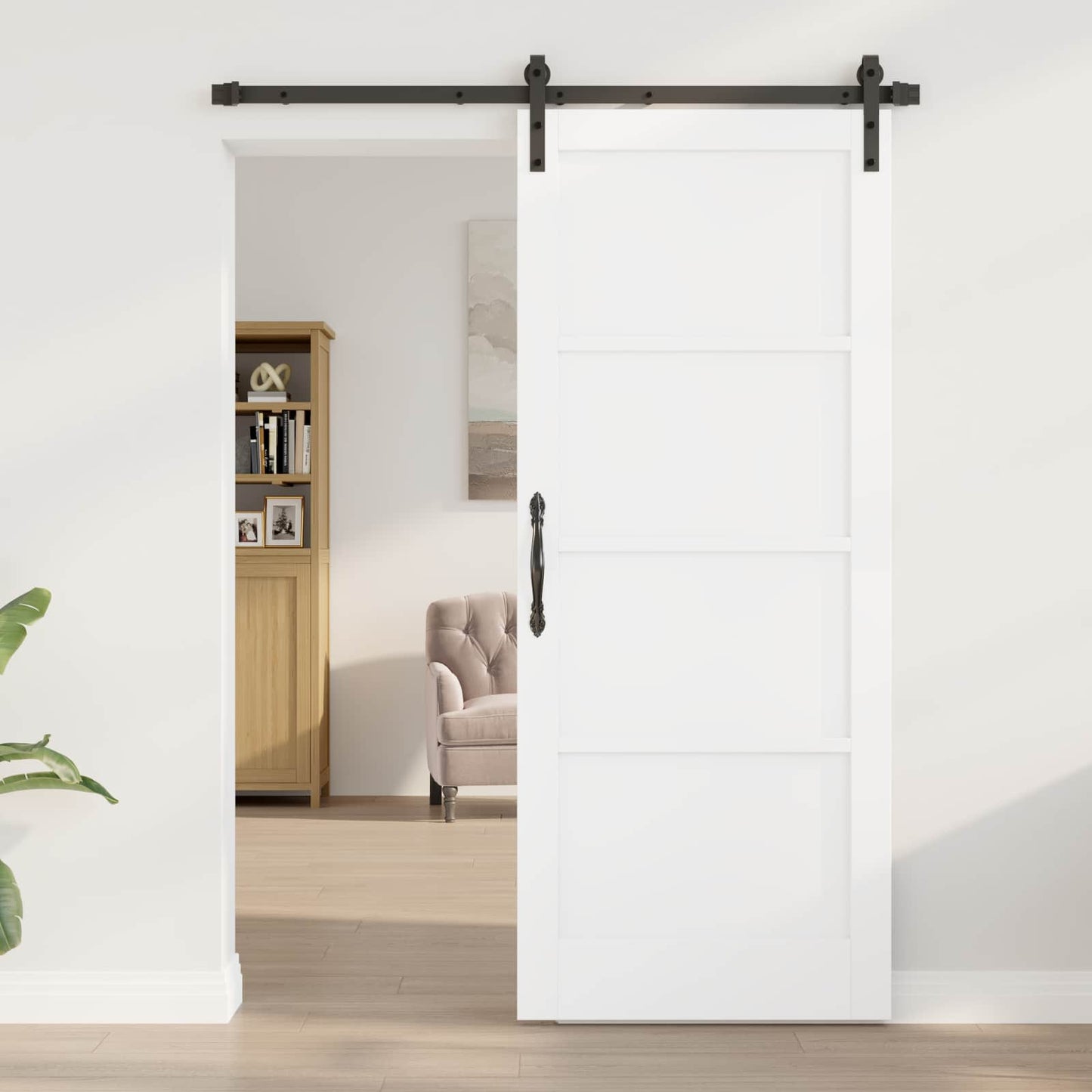 Schiebetür Weiß 83 x 202 cm Massives Kiefernholz