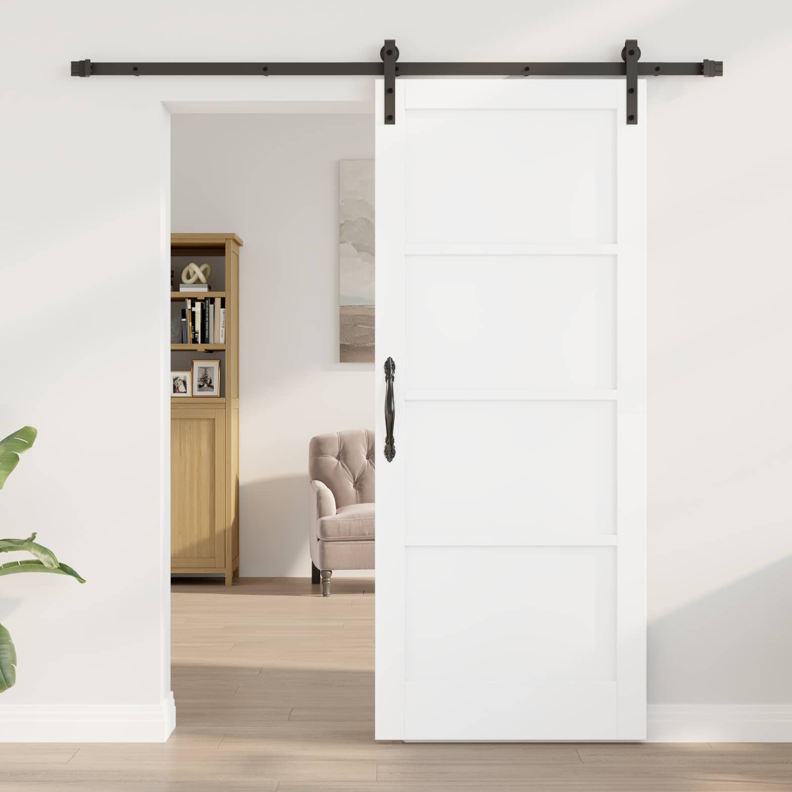 Schiebetür Weiß 83 x 202 cm Massives Kiefernholz