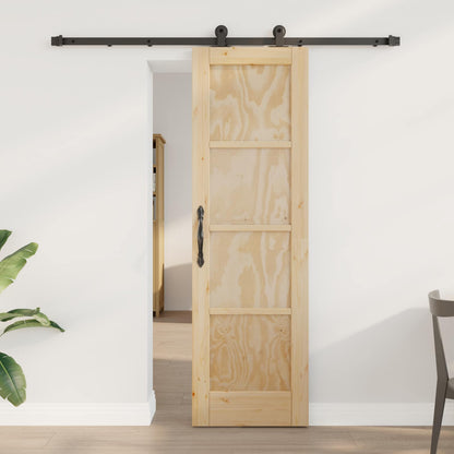 Schiebetür 61 x 198,5 cm Holzwerkstoff Natürlich und Schwarz