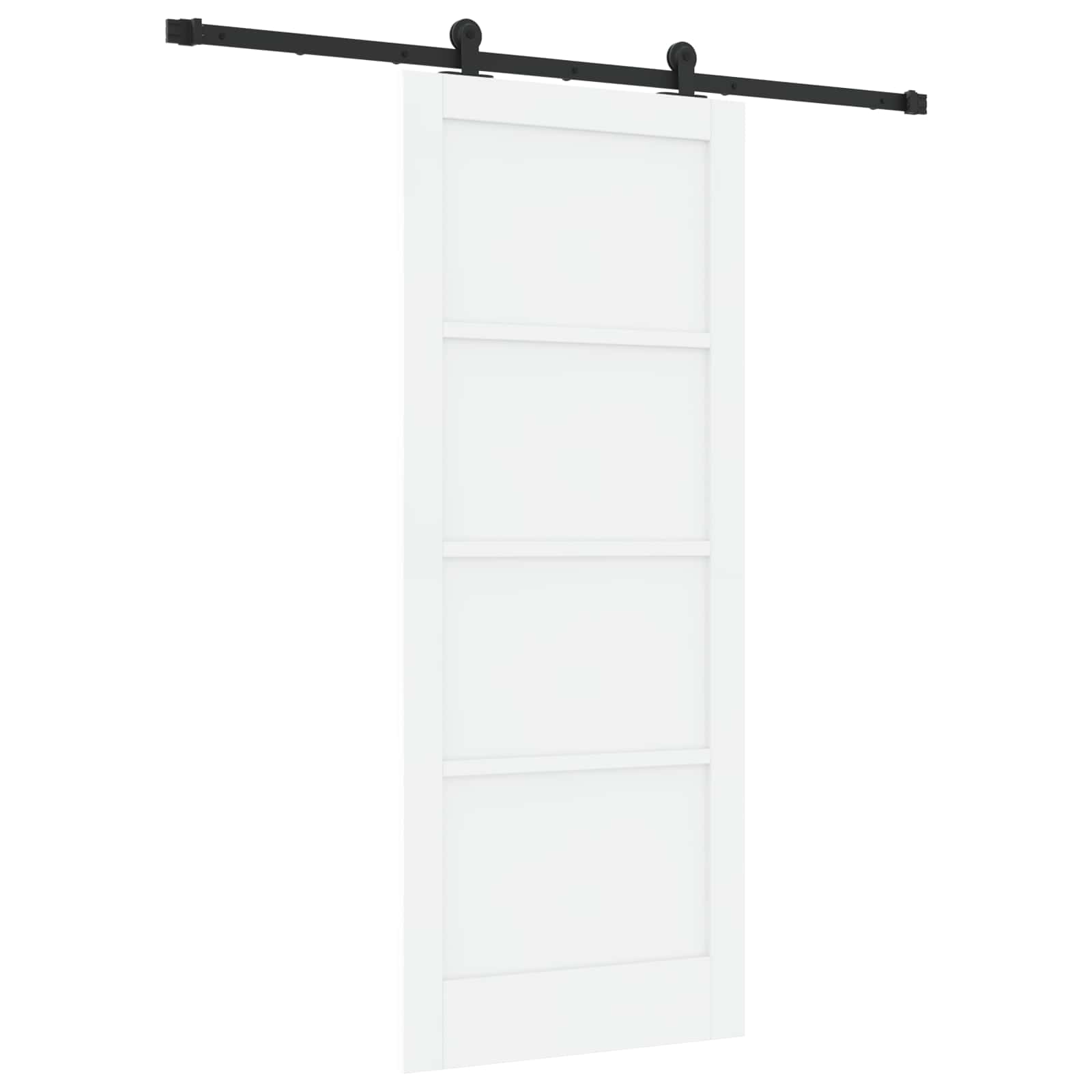 Schiebetür Weiß und Schwarz 83 x 202 cm Massives Kiefernholz